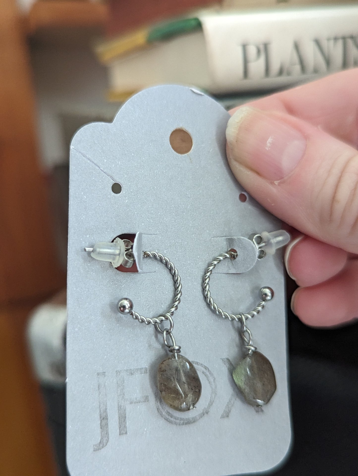 Aros de acero inoxidable con labradorita