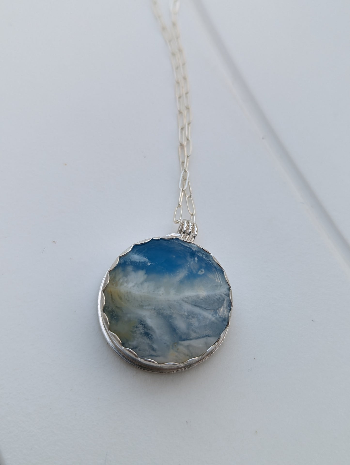 Blue Sky Round Sterling Silver Necklace