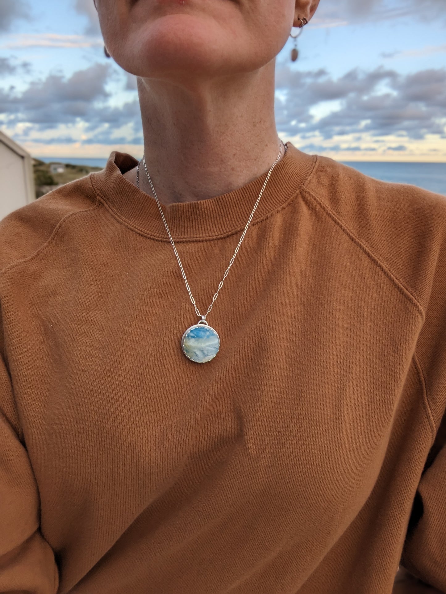 Blue Sky Round Sterling Silver Necklace
