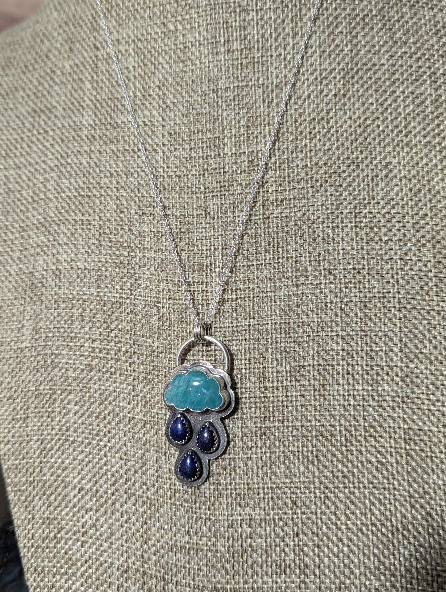 Amazonite and Lapis Lazuli Rainy Day Sterling Silver Necklace