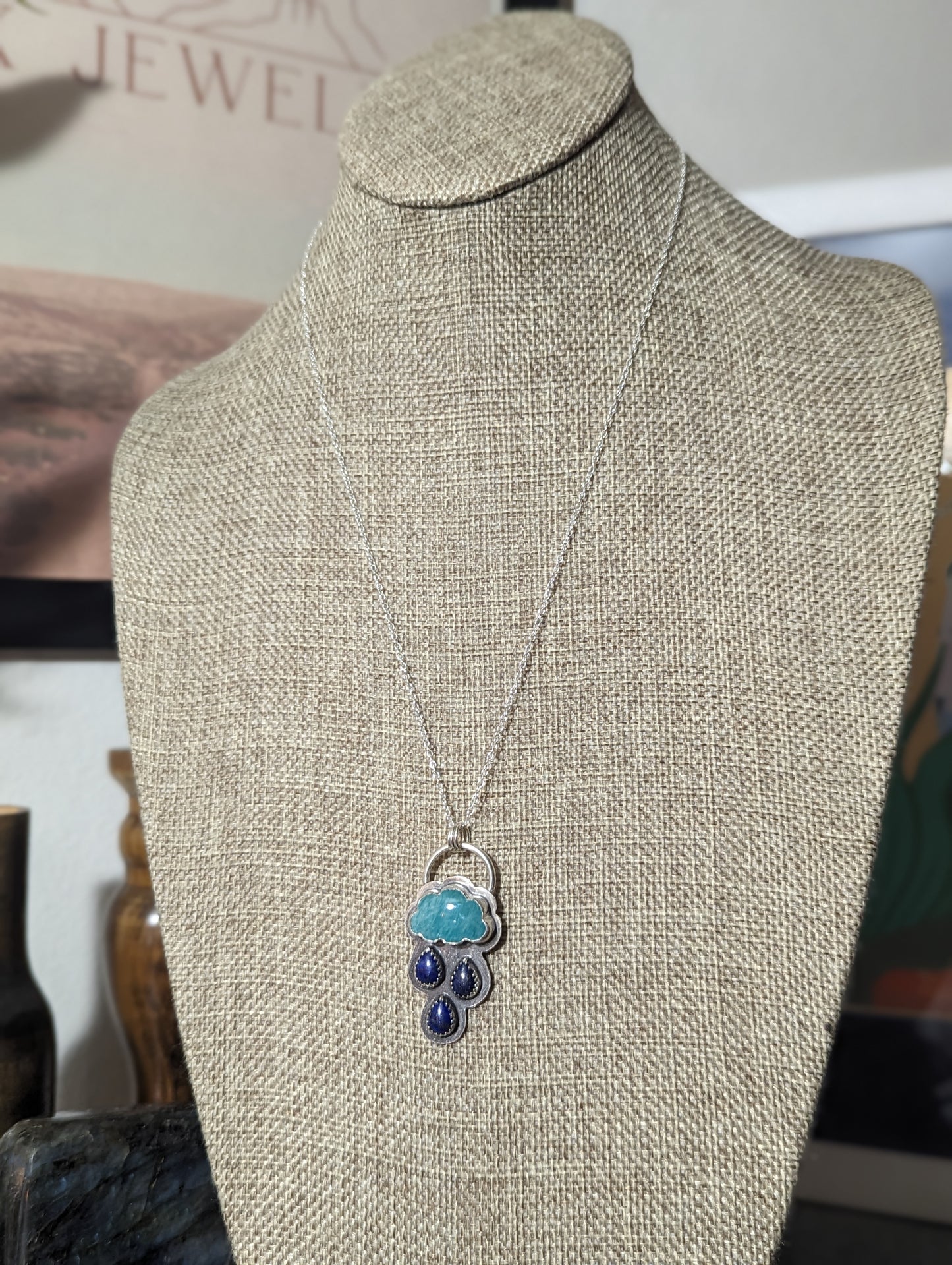 Amazonite and Lapis Lazuli Rainy Day Sterling Silver Necklace