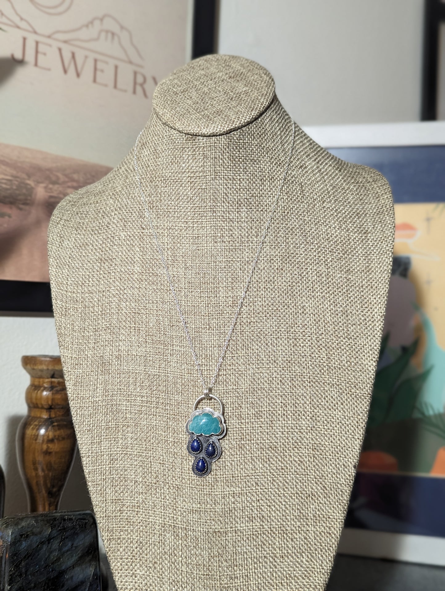 Amazonite and Lapis Lazuli Rainy Day Sterling Silver Necklace
