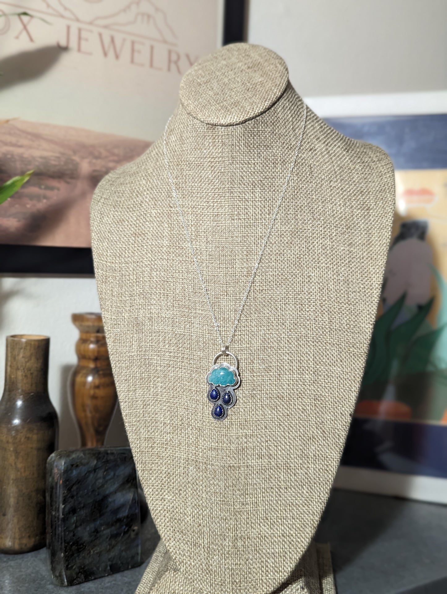 Amazonite and Lapis Lazuli Rainy Day Sterling Silver Necklace