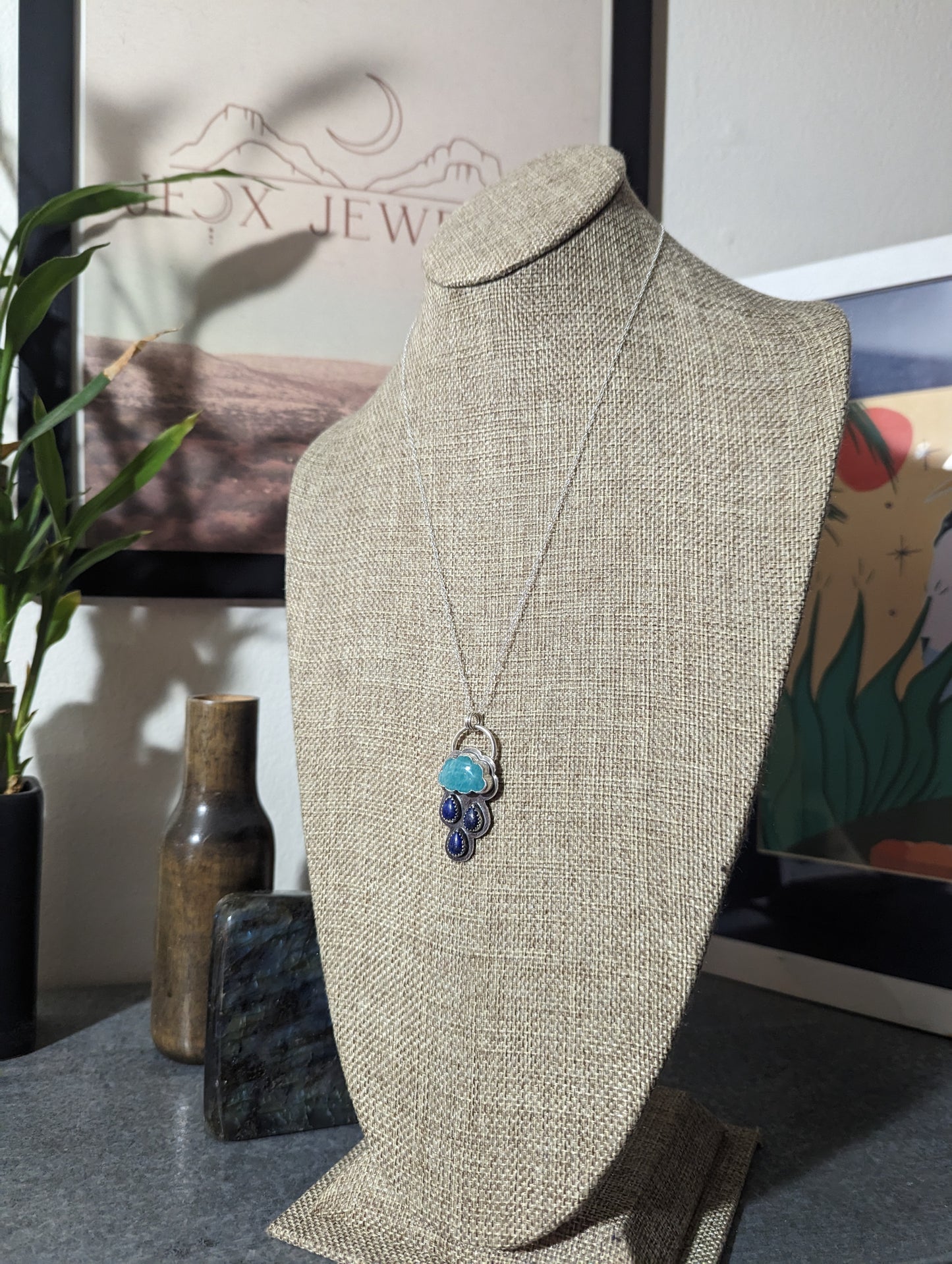 Amazonite and Lapis Lazuli Rainy Day Sterling Silver Necklace