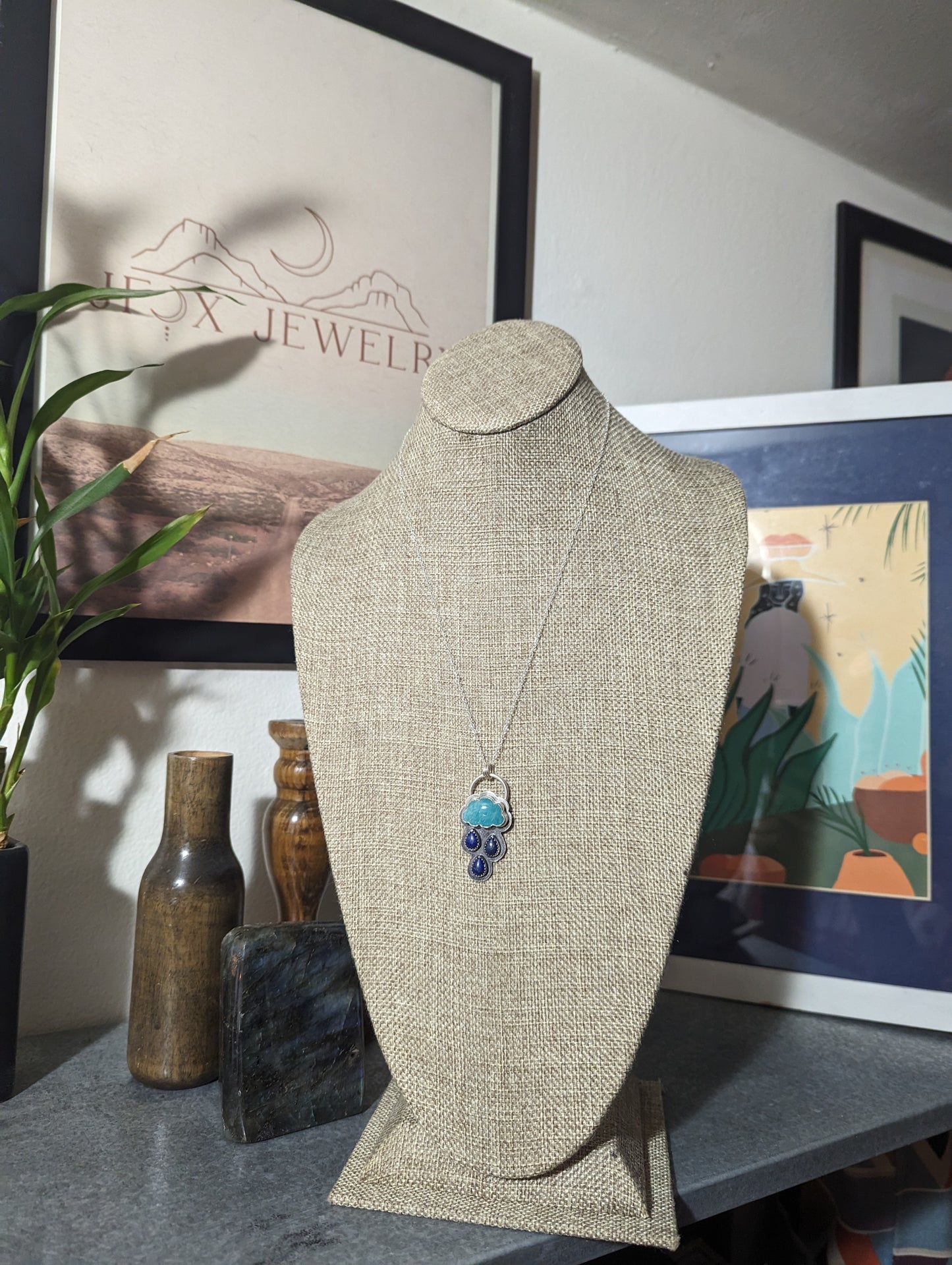 Amazonite and Lapis Lazuli Rainy Day Sterling Silver Necklace