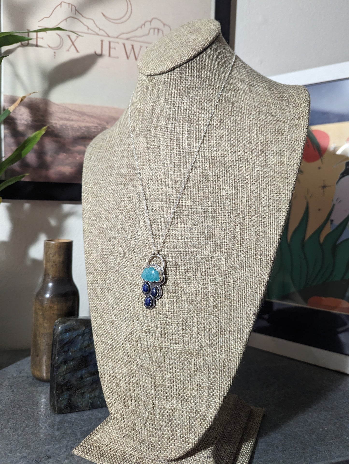 Amazonite and Lapis Lazuli Rainy Day Sterling Silver Necklace