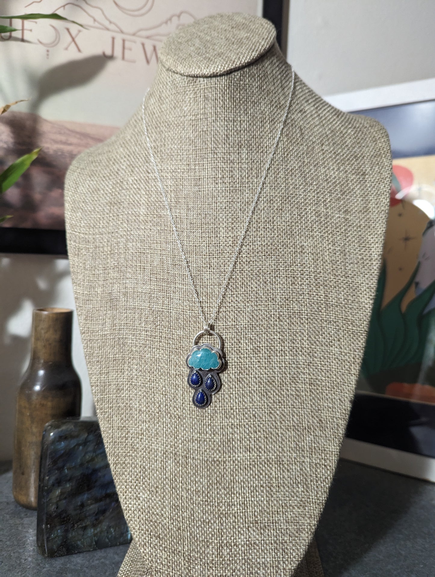 Amazonite and Lapis Lazuli Rainy Day Sterling Silver Necklace