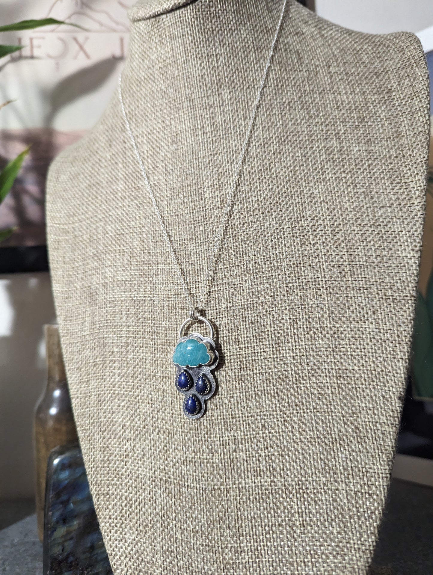 Amazonite and Lapis Lazuli Rainy Day Sterling Silver Necklace