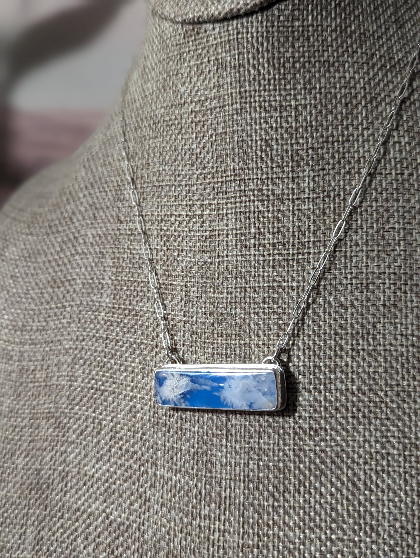 Blue Sky Rectangle Bar Sterling Silver Necklacel