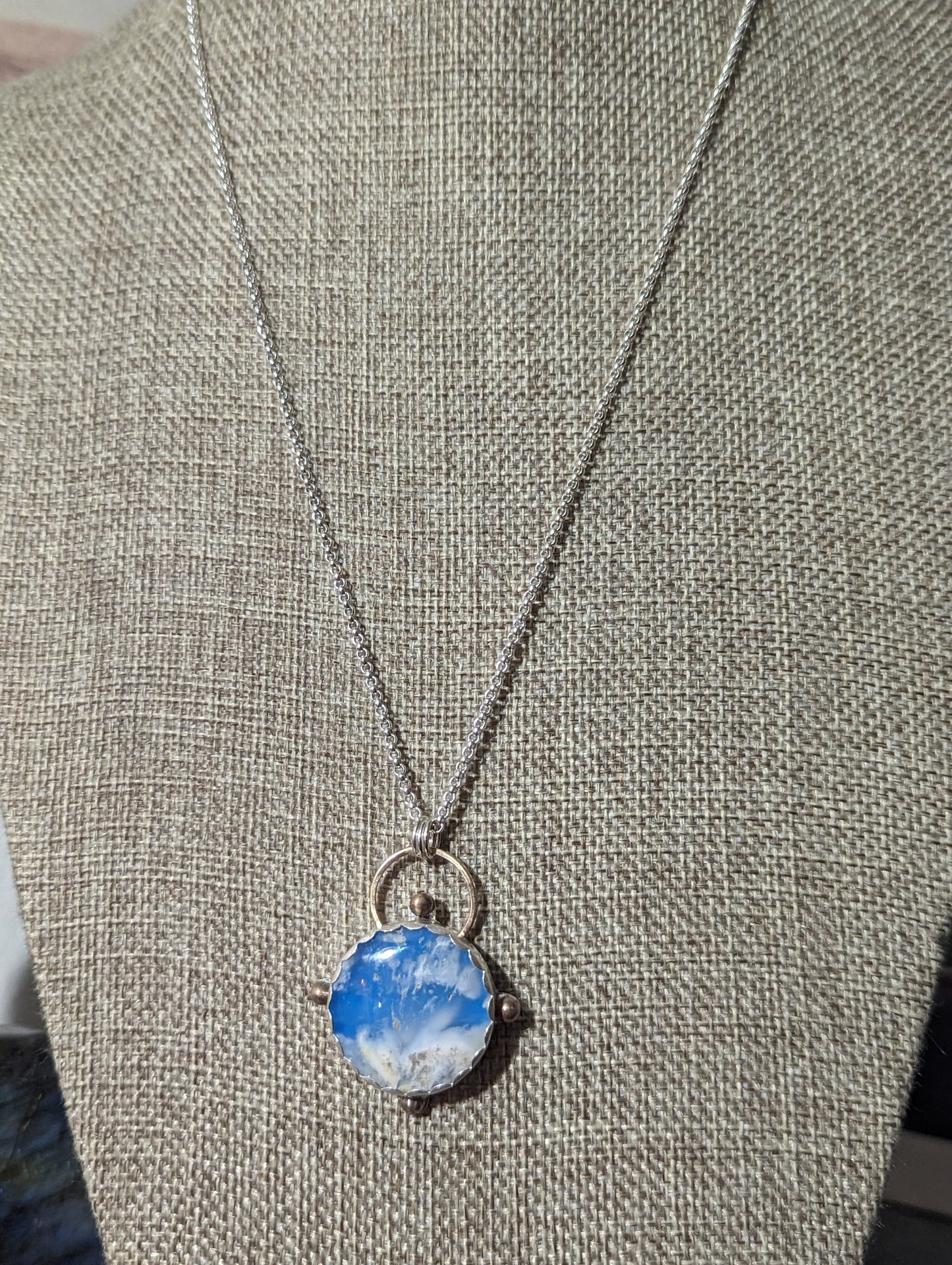 Blue Sky Compass Sterling Silver Necklace