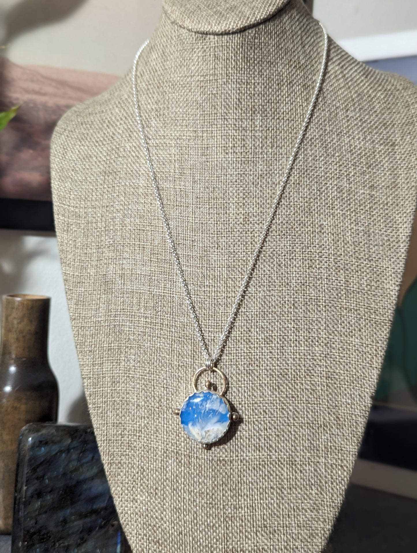Blue Sky Compass Sterling Silver Necklace