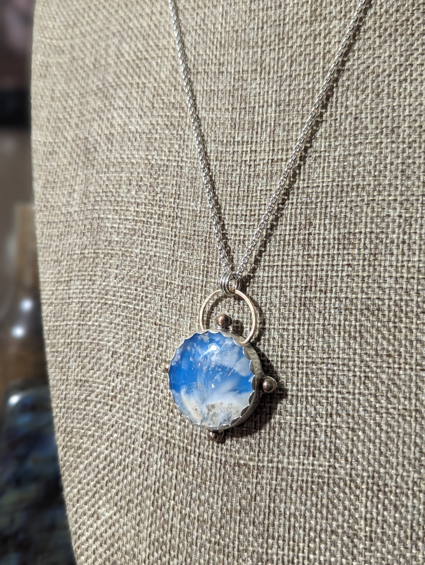 Blue Sky Compass Sterling Silver Necklace