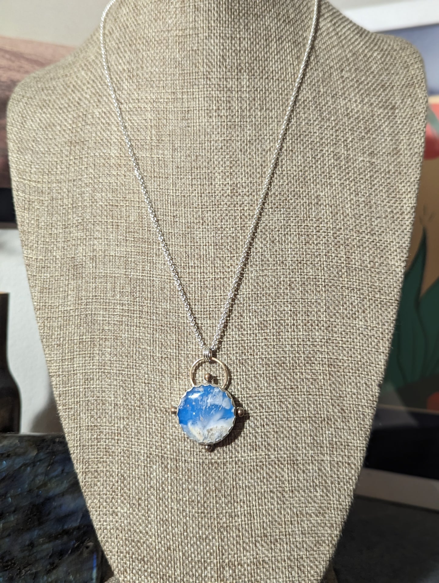 Blue Sky Compass Sterling Silver Necklace