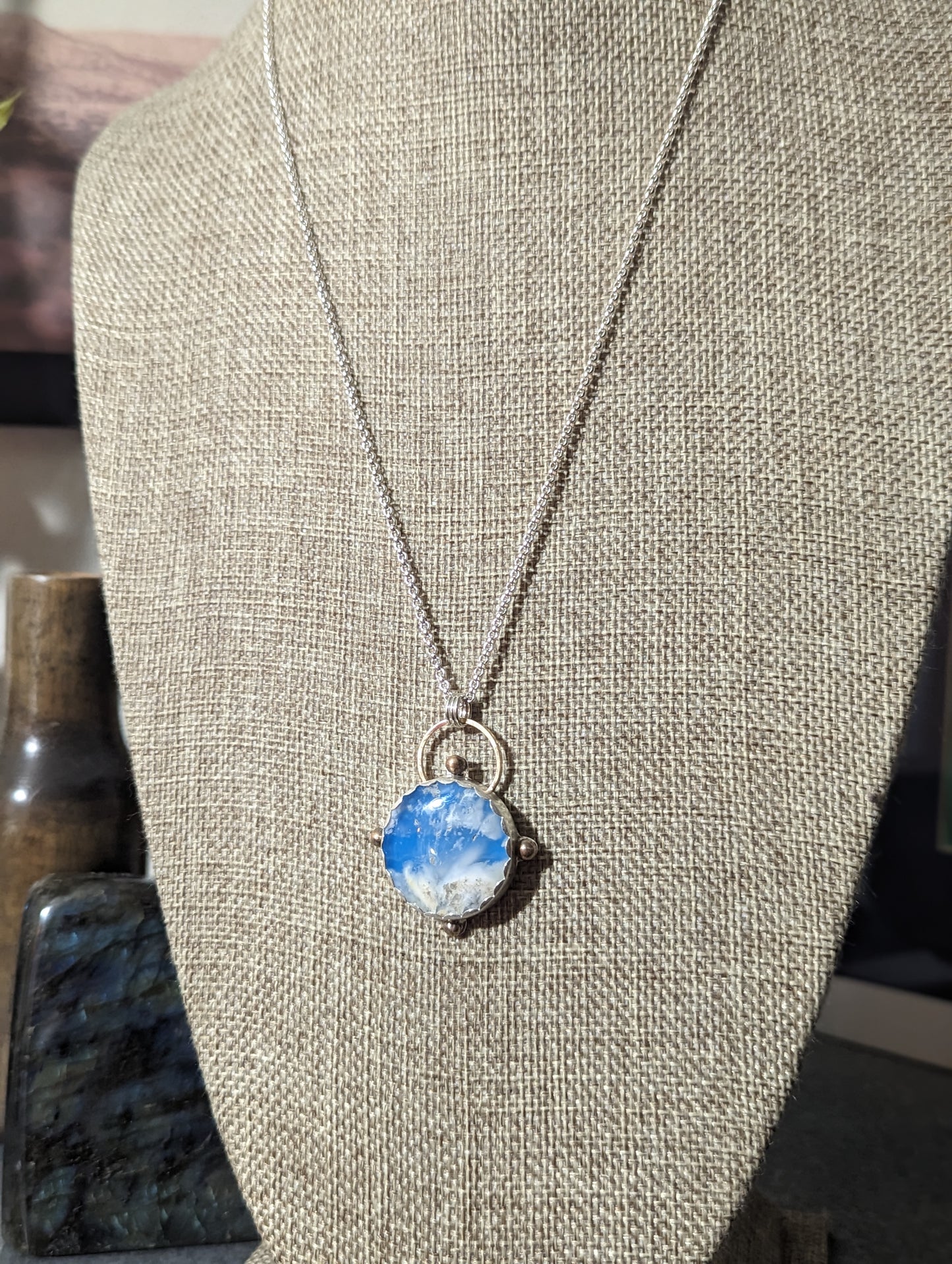 Blue Sky Compass Sterling Silver Necklace