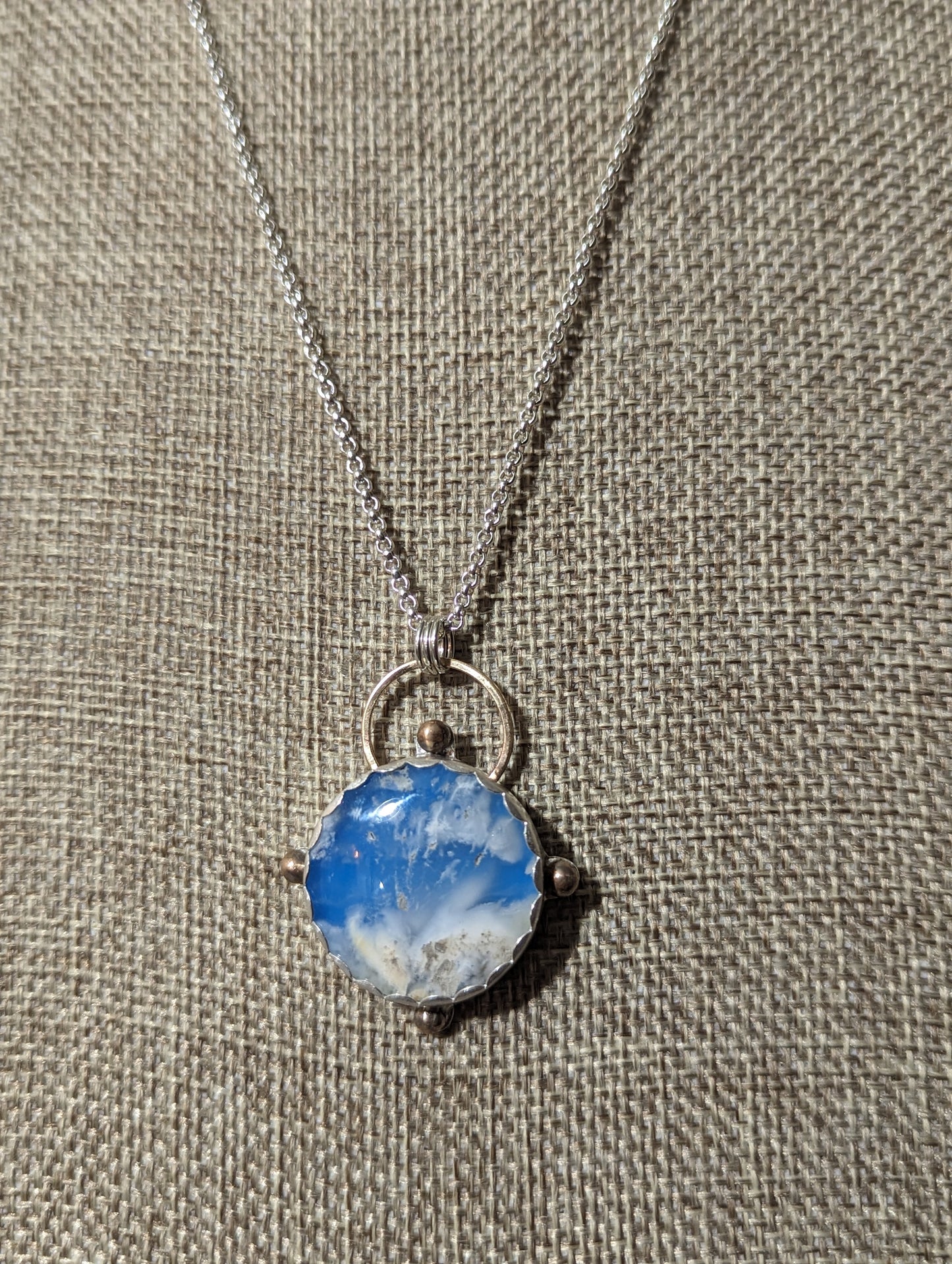Blue Sky Compass Sterling Silver Necklace