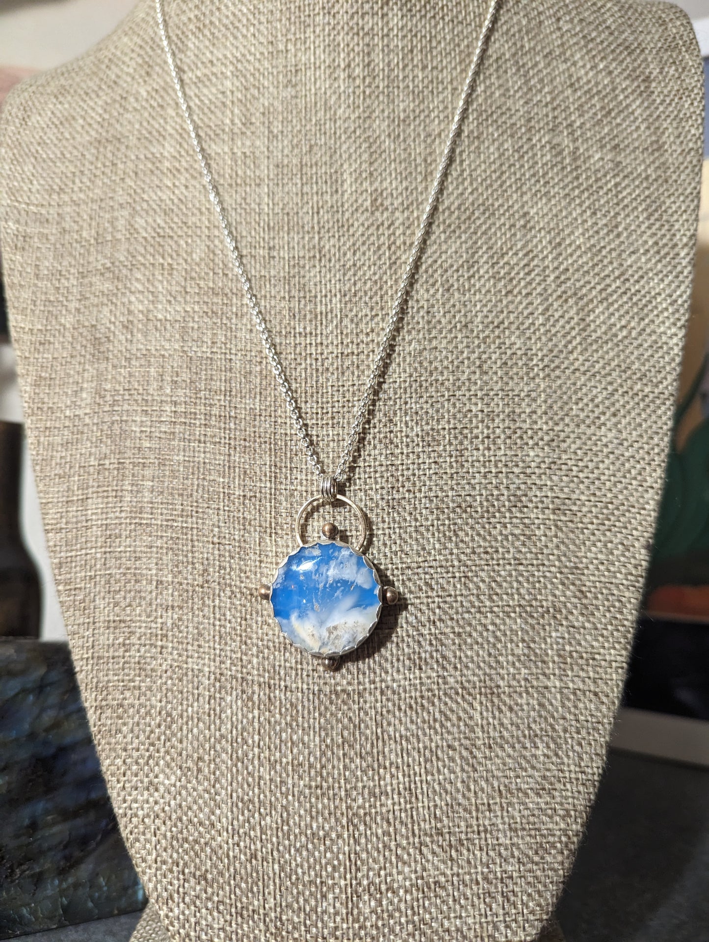 Blue Sky Compass Sterling Silver Necklace