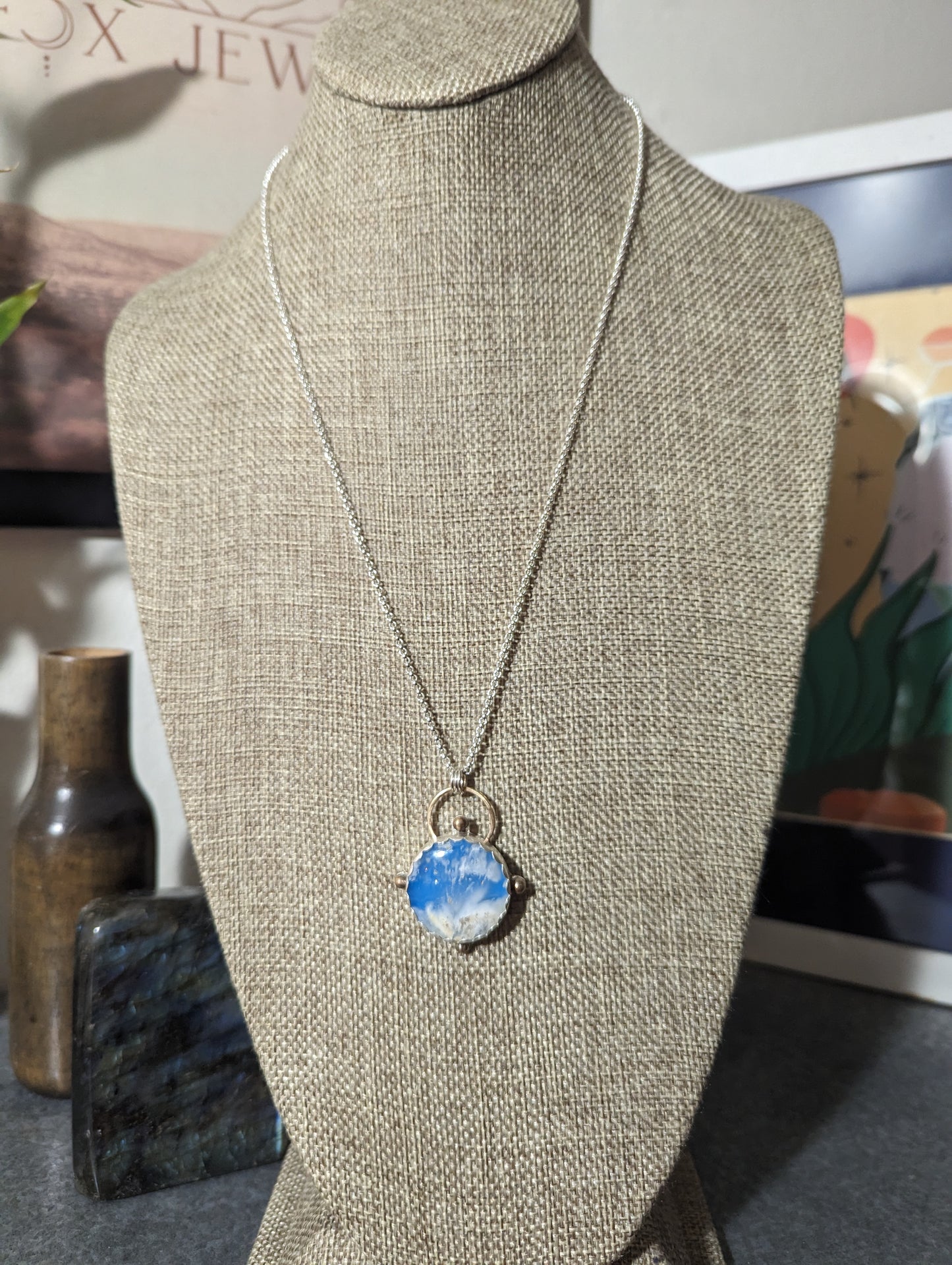 Blue Sky Compass Sterling Silver Necklace