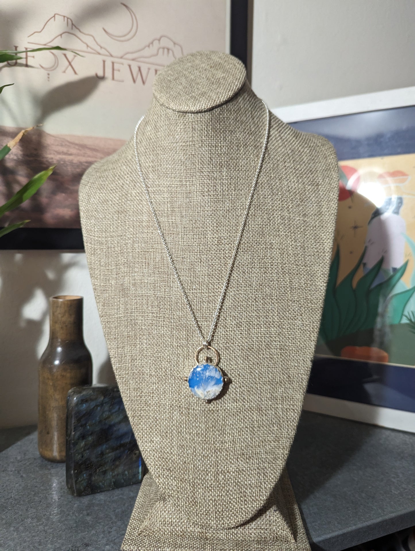 Blue Sky Compass Sterling Silver Necklace