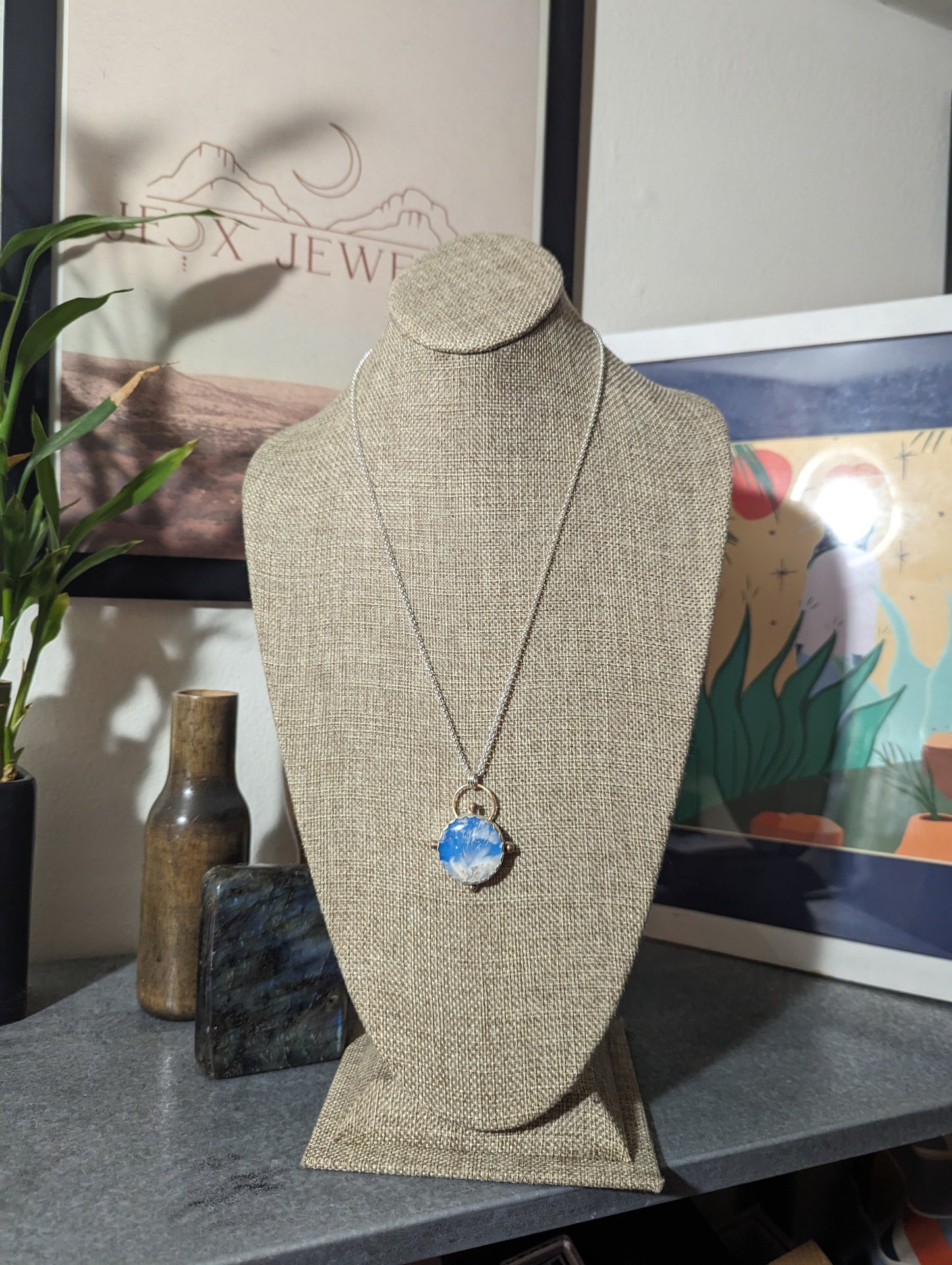 Blue Sky Compass Sterling Silver Necklace
