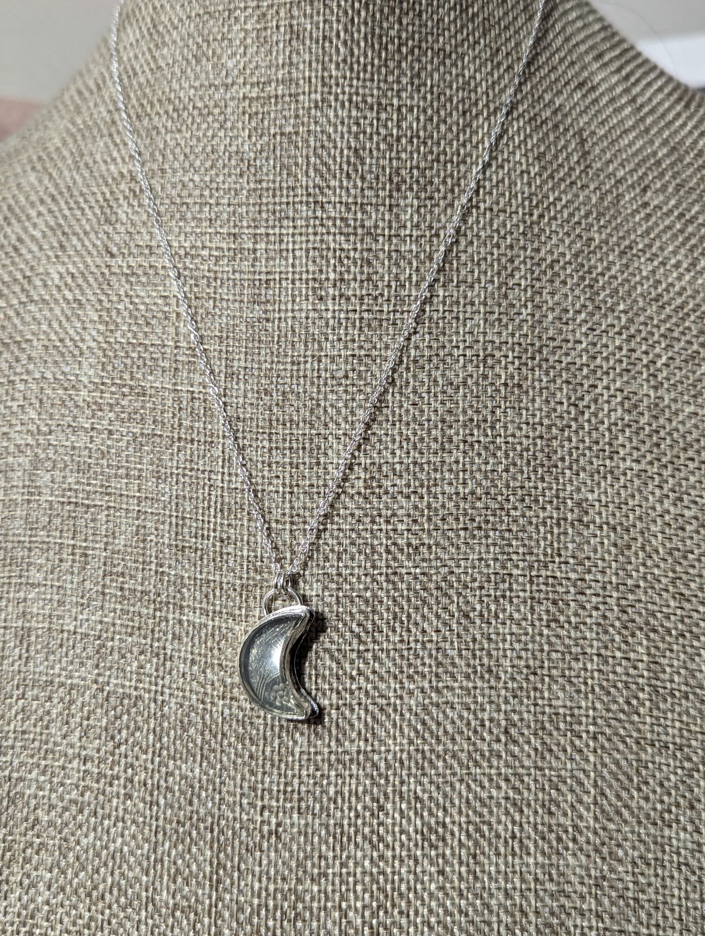Etched Lemon Quartz Crescent Moon Sterling Silver Necklace