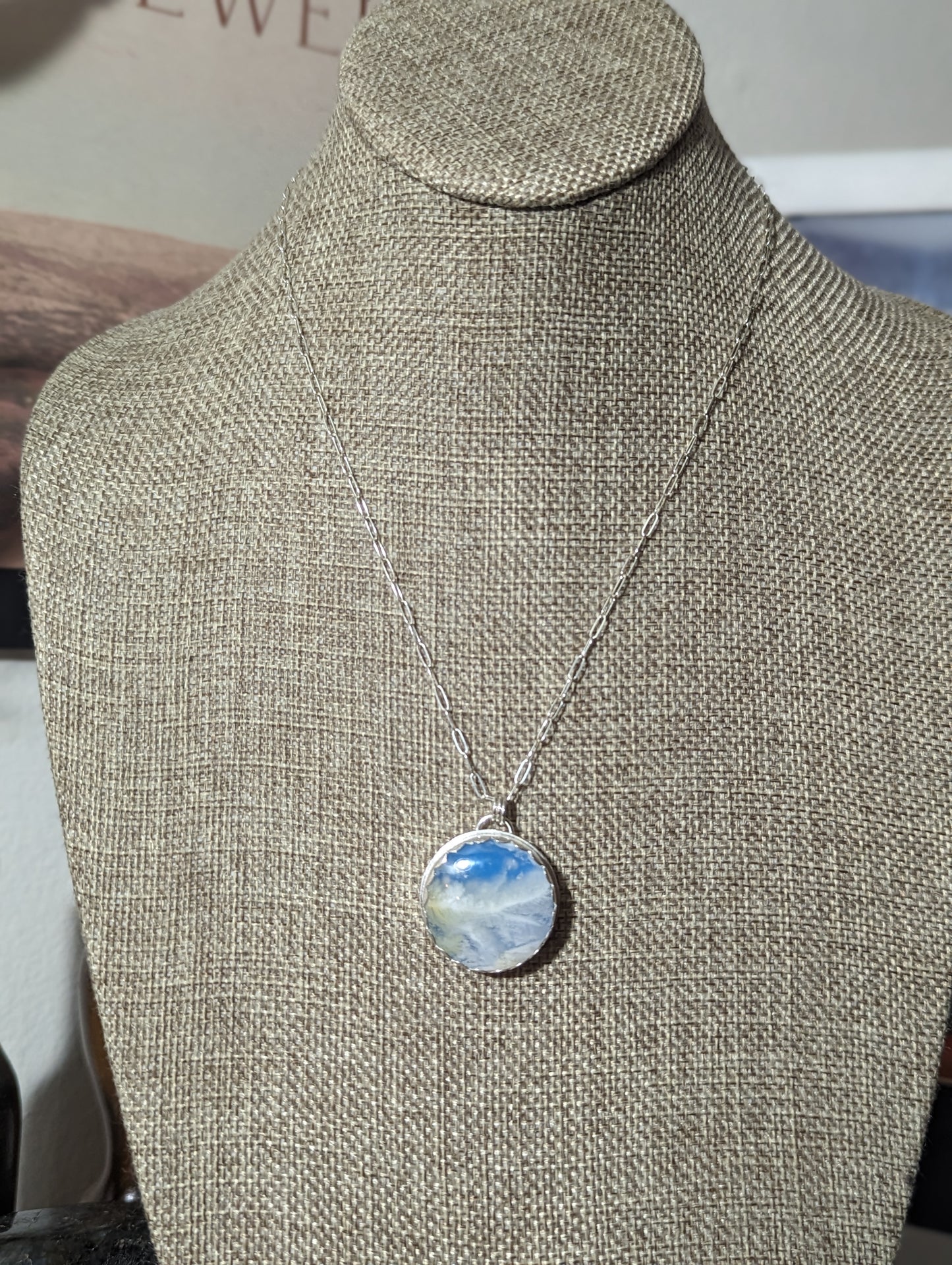 Blue Sky Round Sterling Silver Necklace