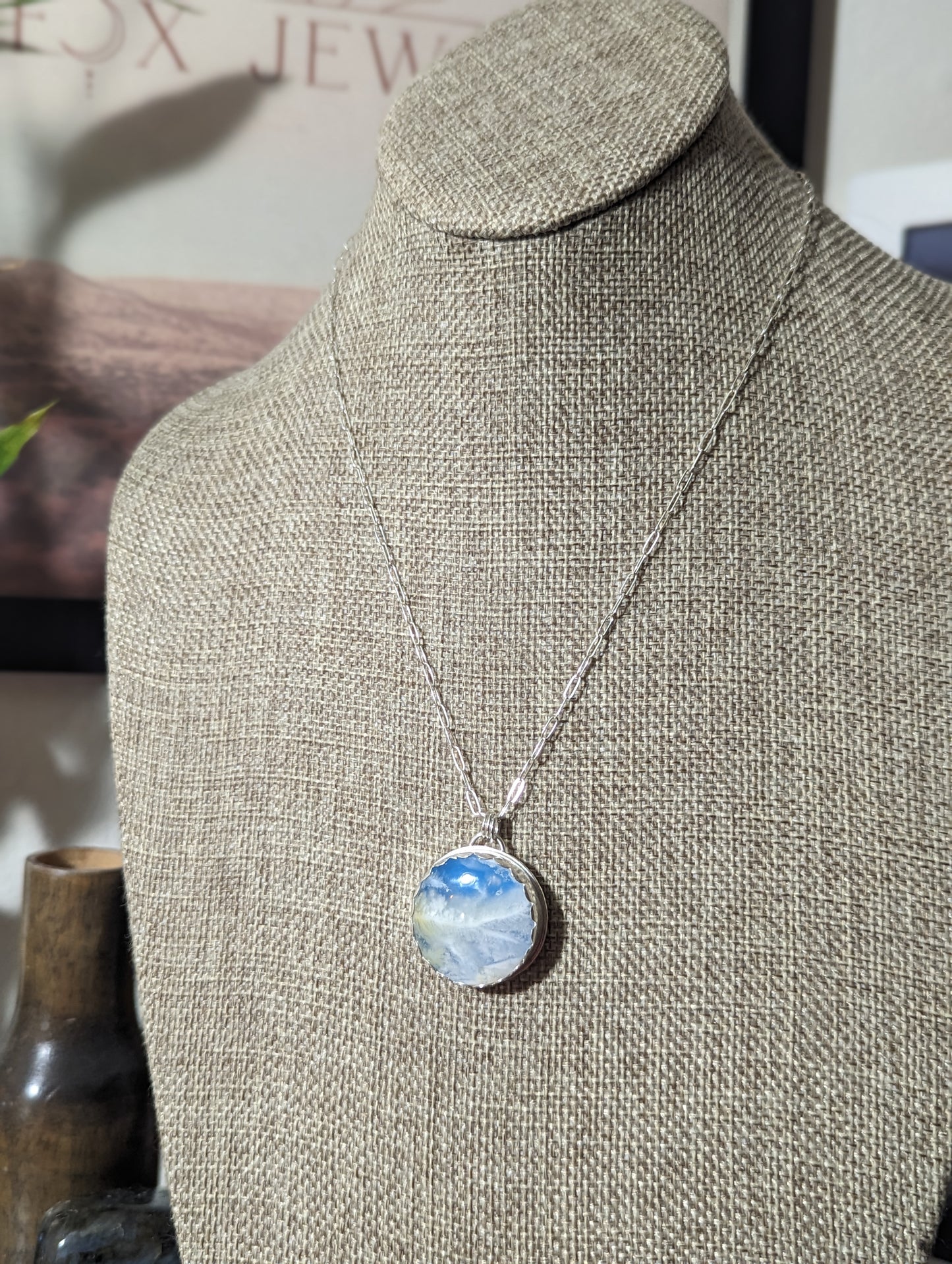 Blue Sky Round Sterling Silver Necklace