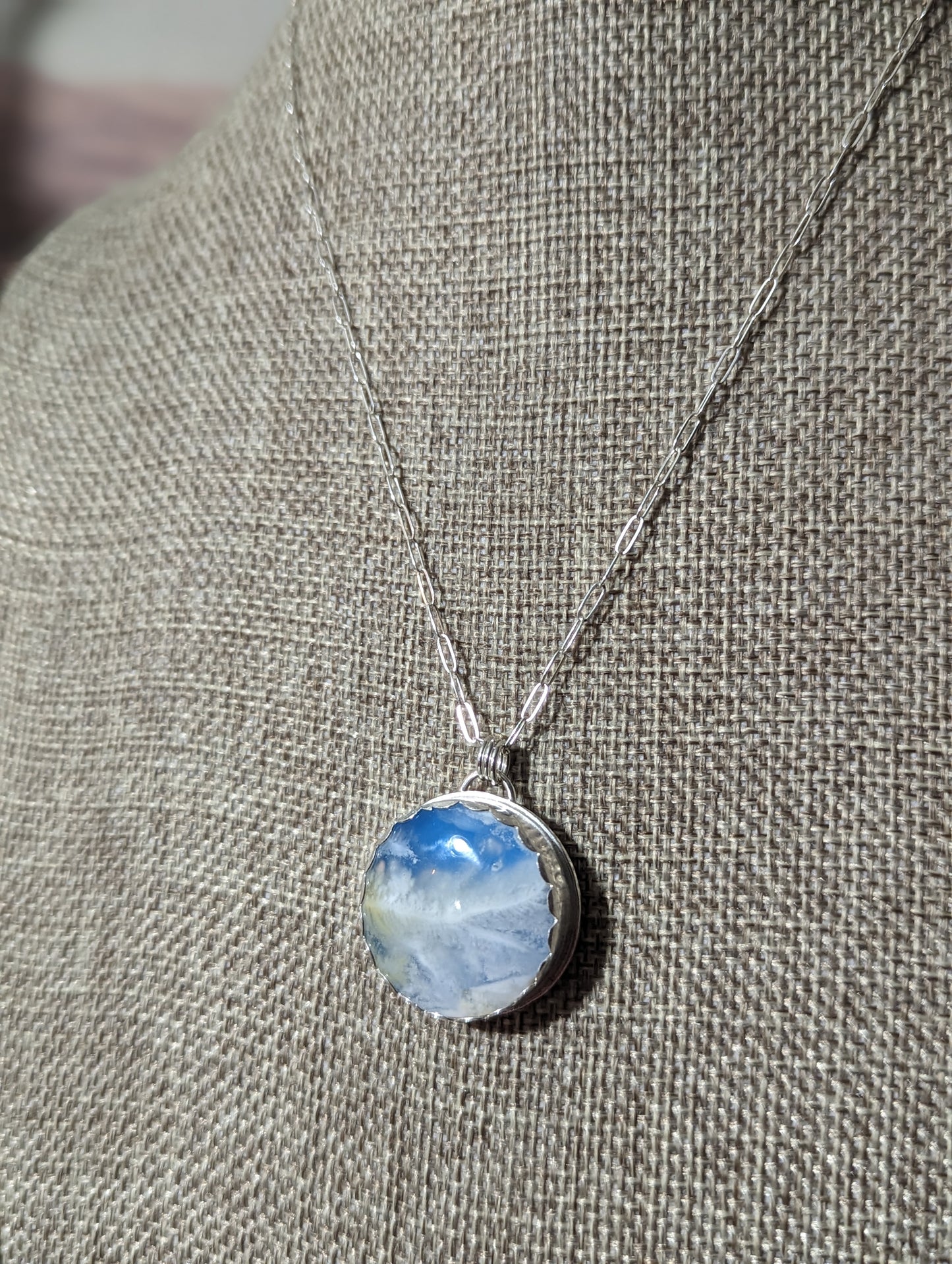 Blue Sky Round Sterling Silver Necklace