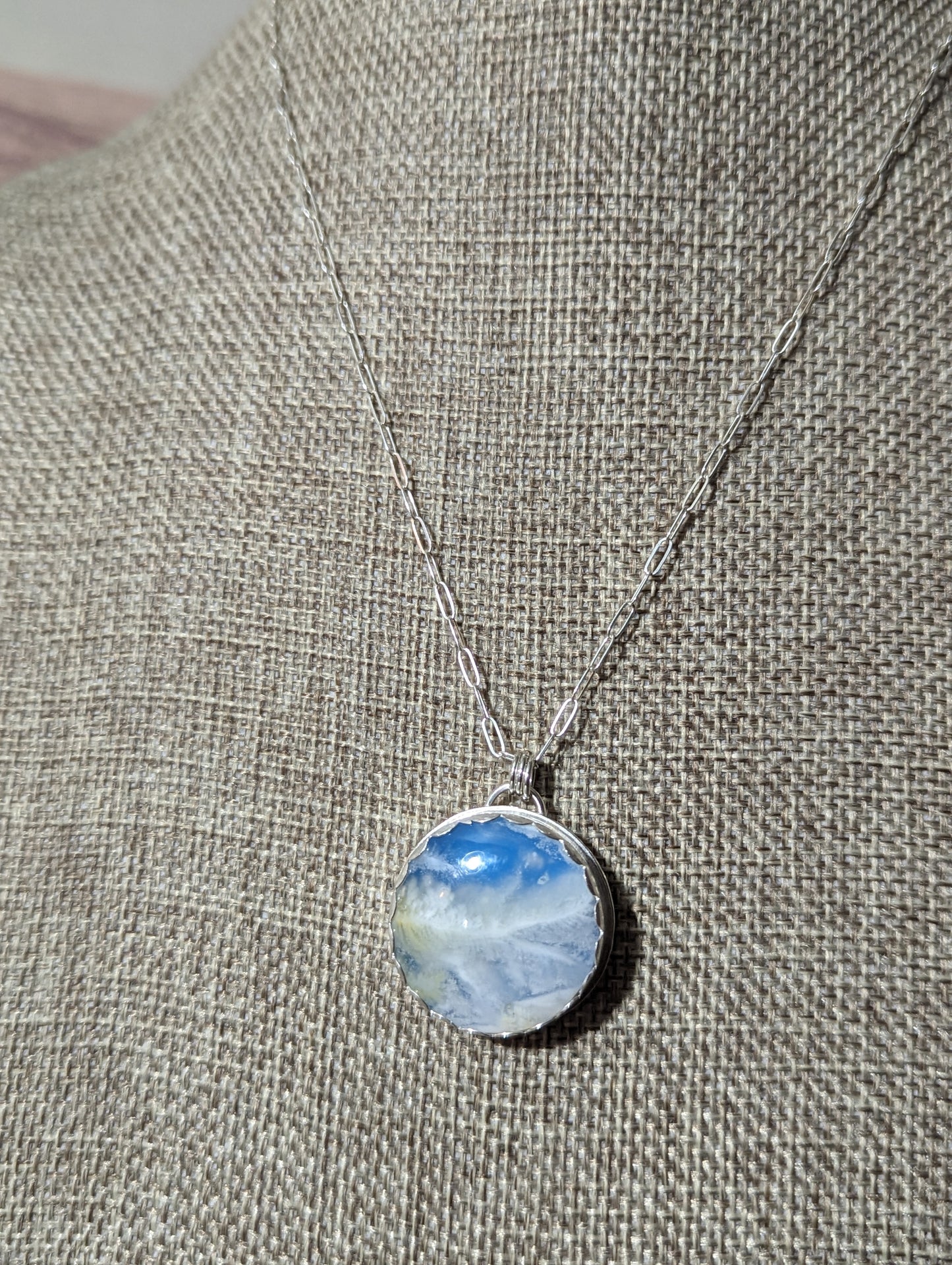 Blue Sky Round Sterling Silver Necklace