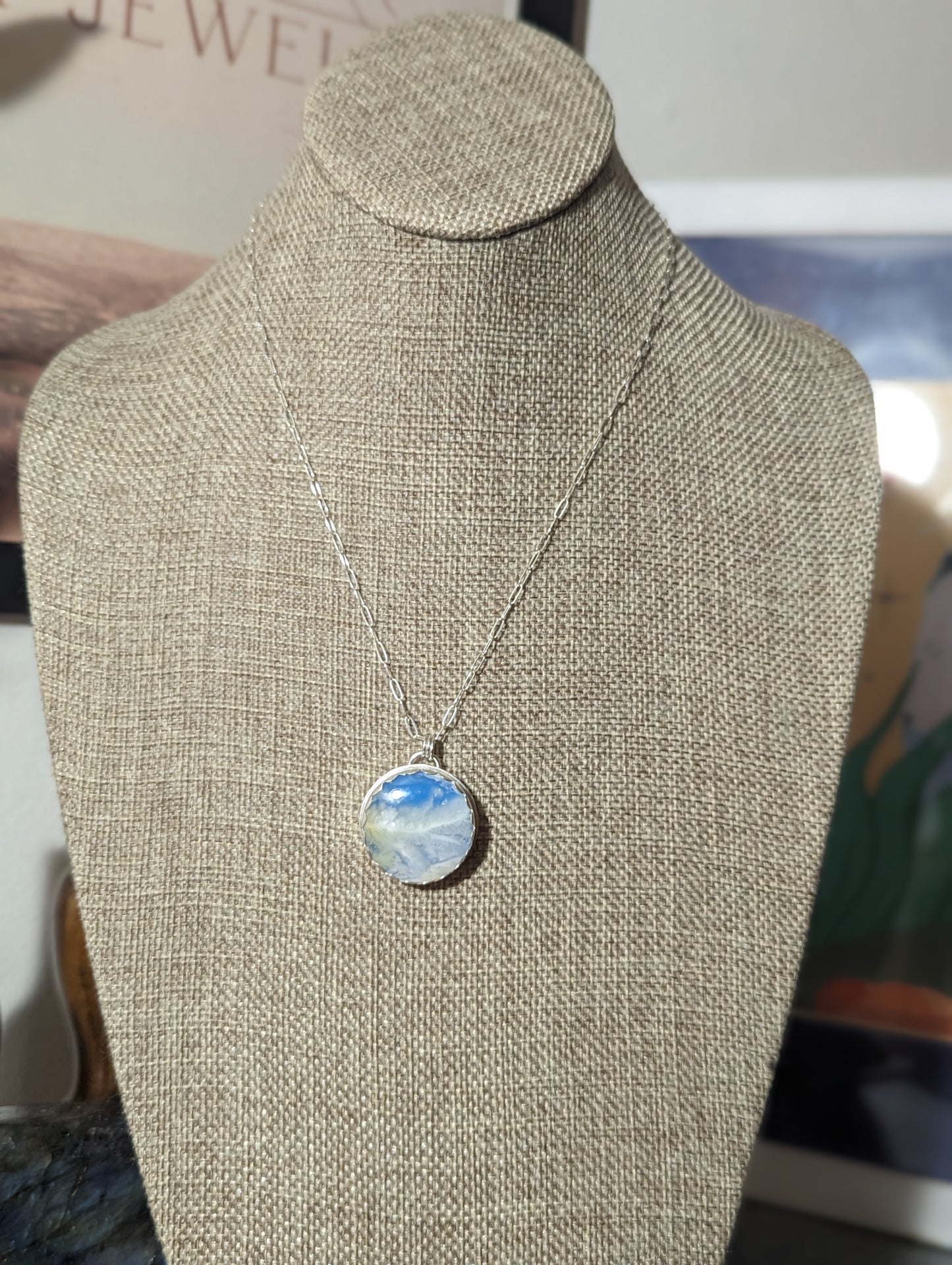 Blue Sky Round Sterling Silver Necklace