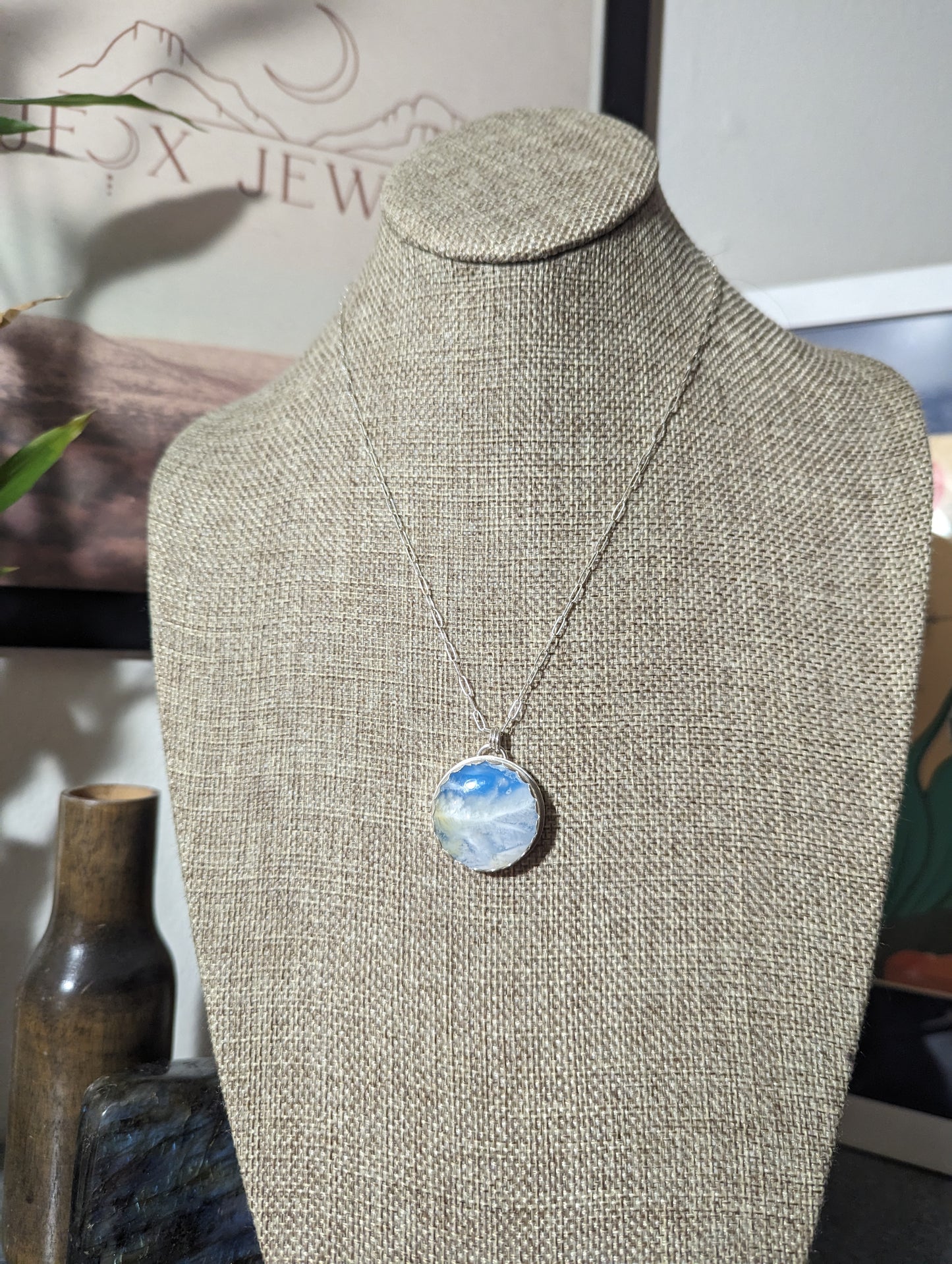 Blue Sky Round Sterling Silver Necklace