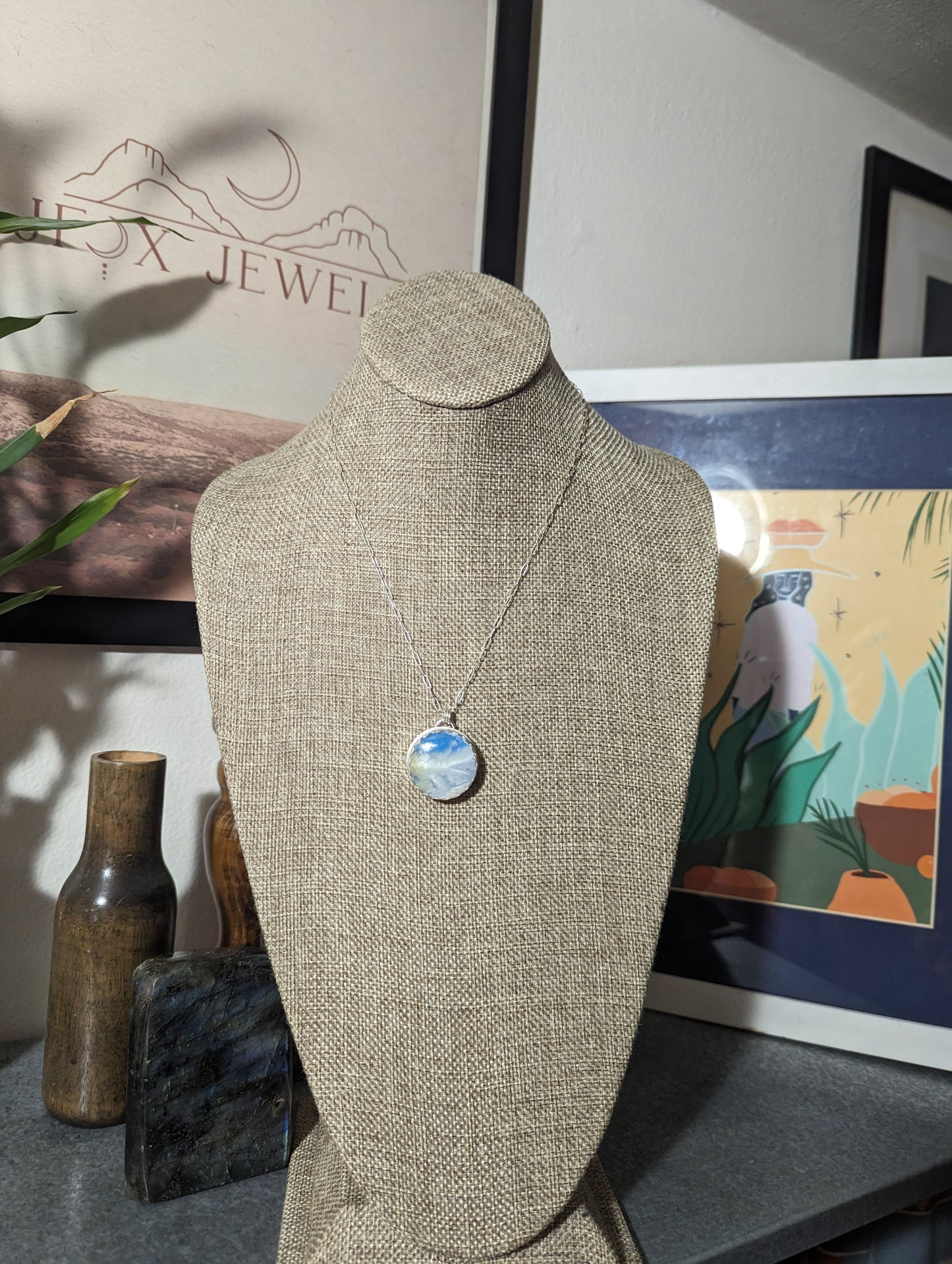 Blue Sky Round Sterling Silver Necklace