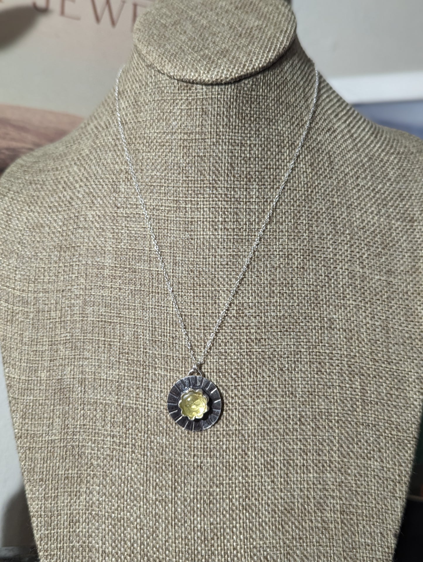 Stamped Sun Lemon Quartz Sterling Silver Necklace (MTO)