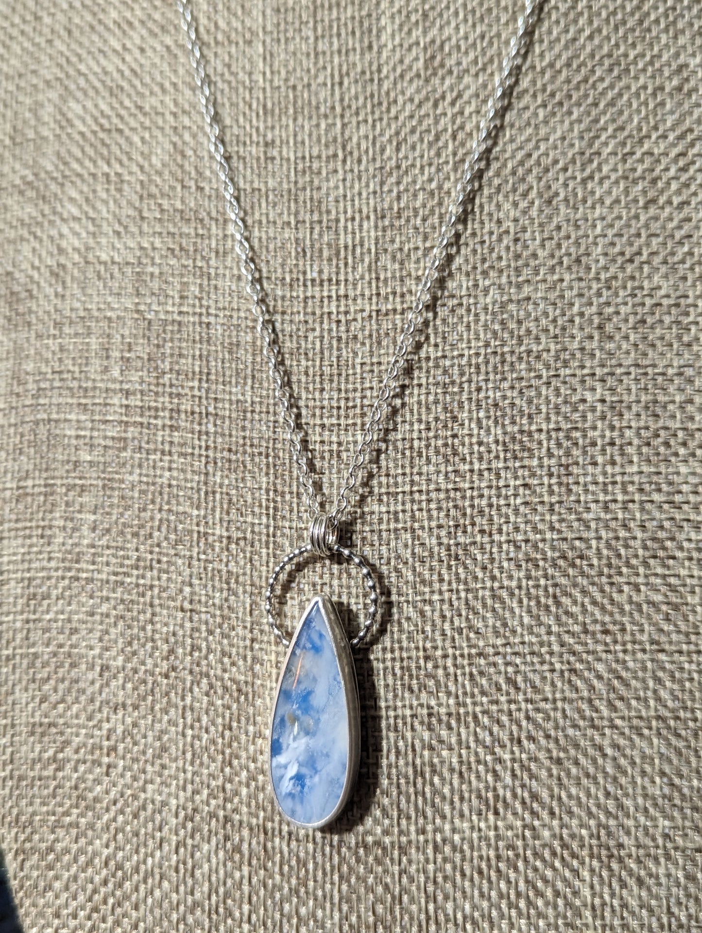 Blue Sky Tear Drop Sterling Silver Necklace