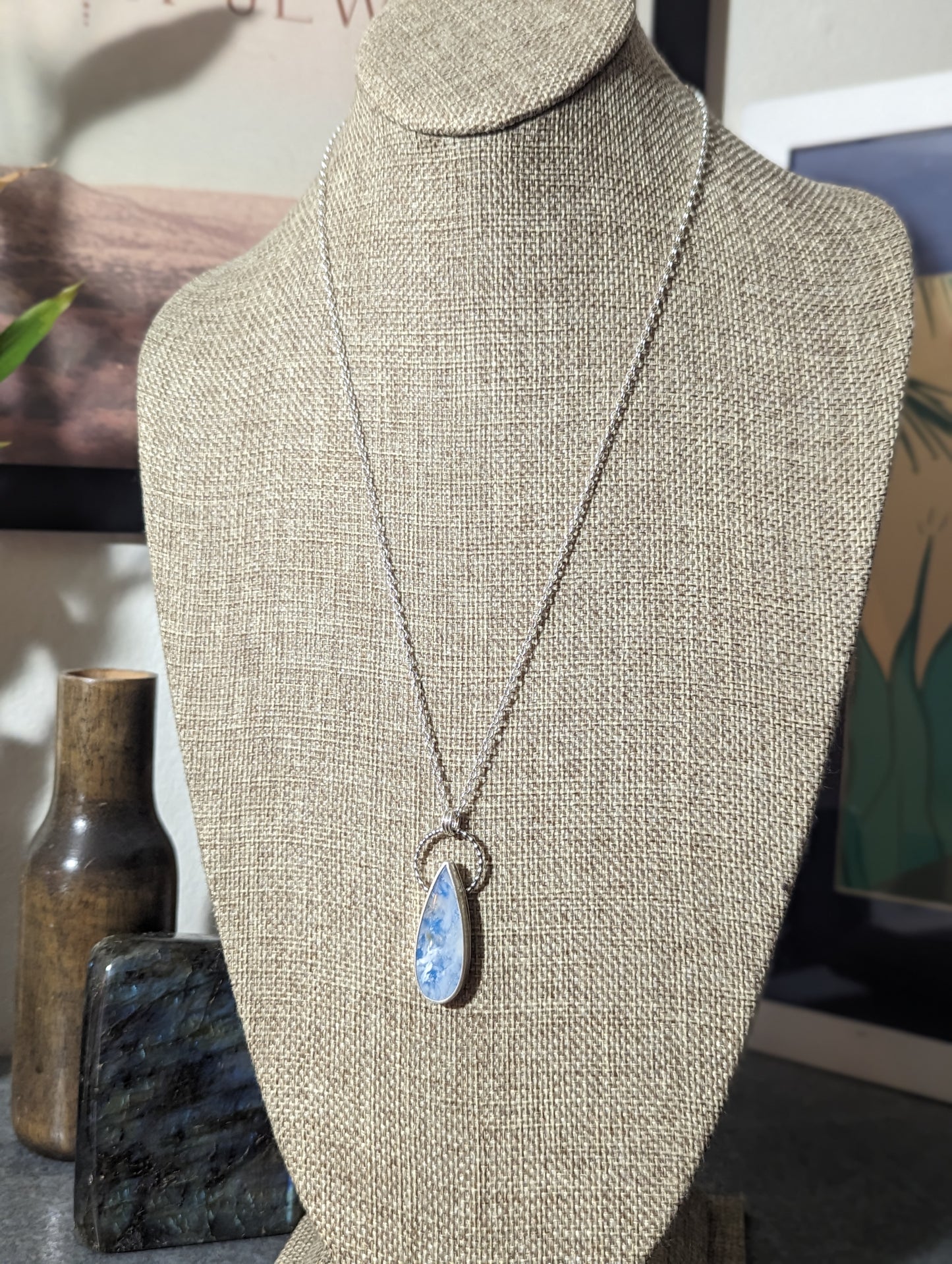 Blue Sky Tear Drop Sterling Silver Necklace