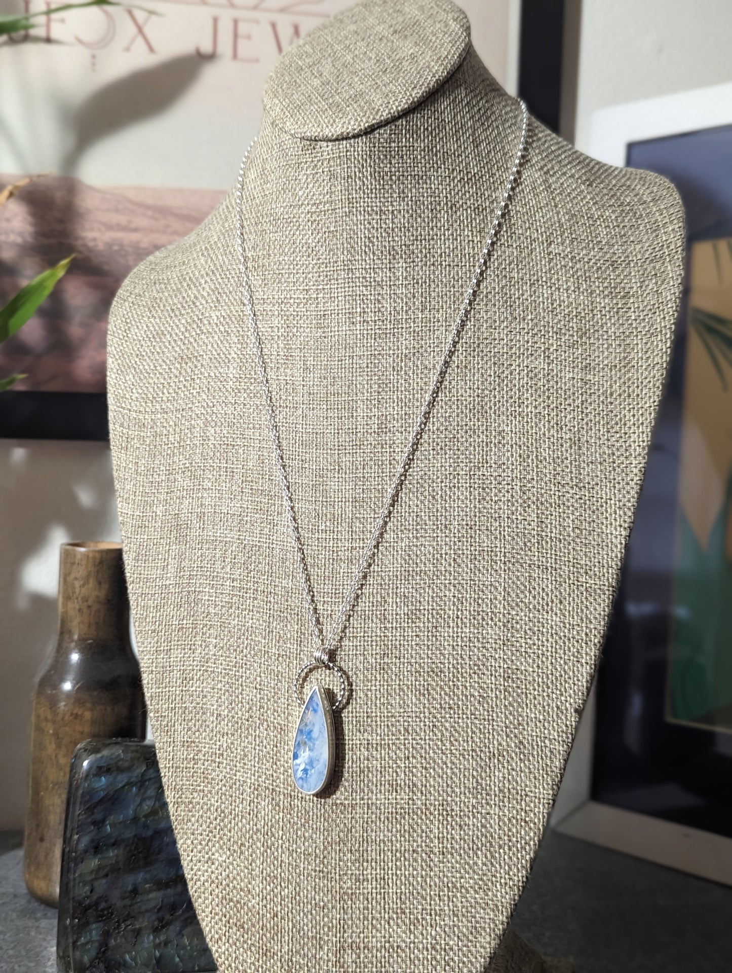 Blue Sky Tear Drop Sterling Silver Necklace
