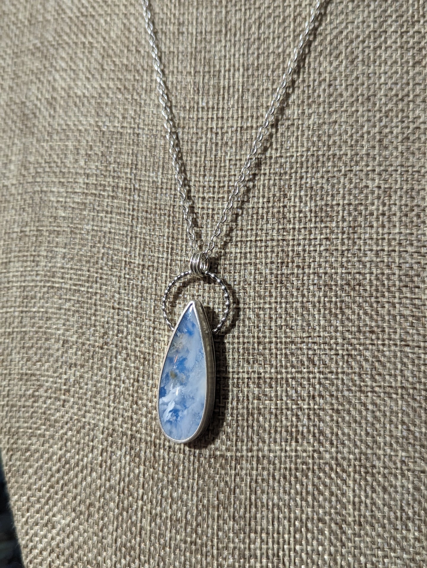 Blue Sky Tear Drop Sterling Silver Necklace