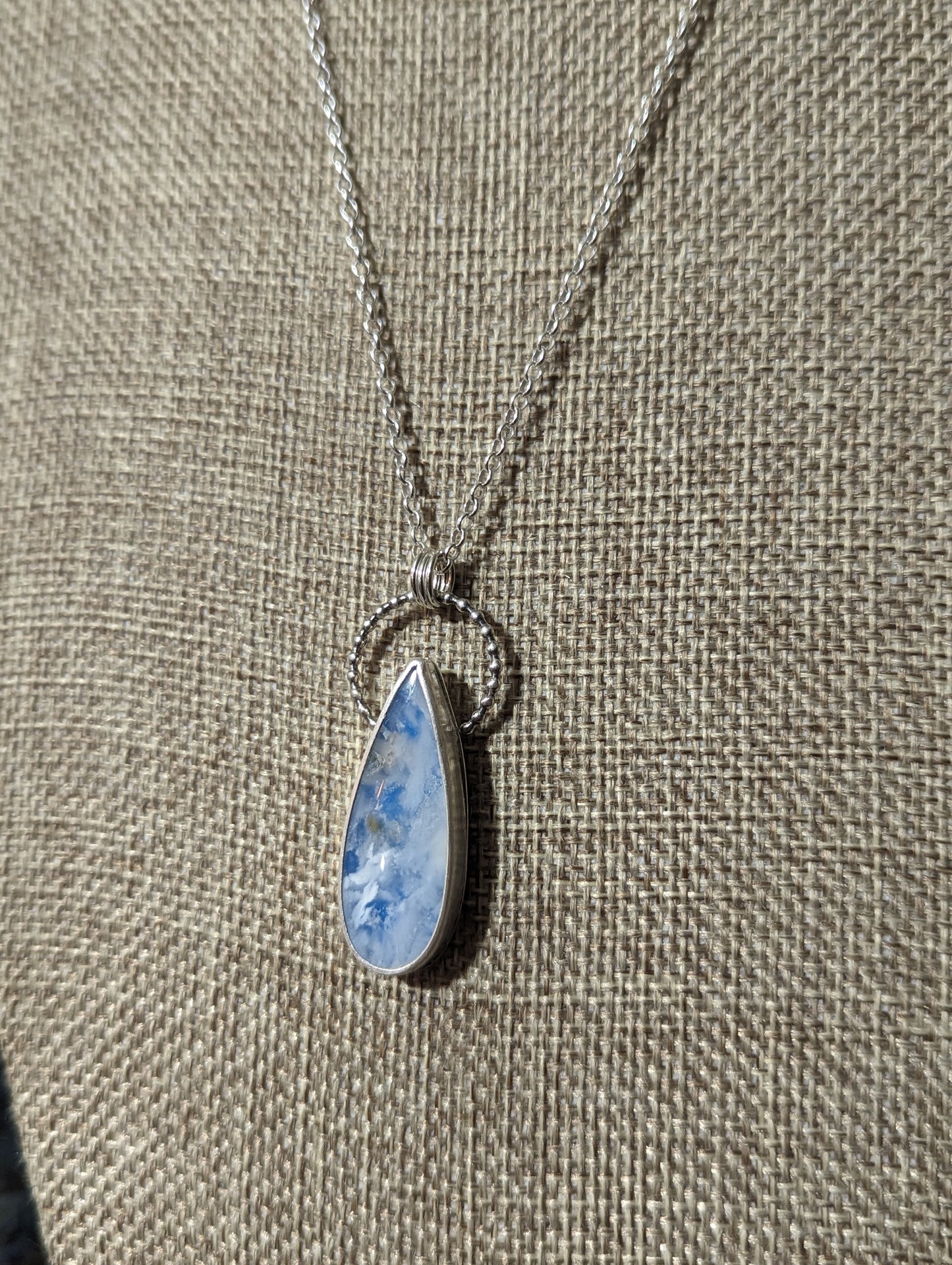 Blue Sky Tear Drop Sterling Silver Necklace