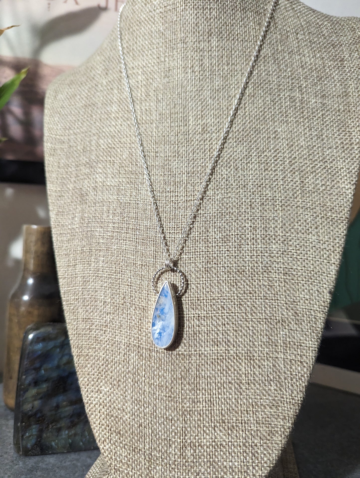 Blue Sky Tear Drop Sterling Silver Necklace