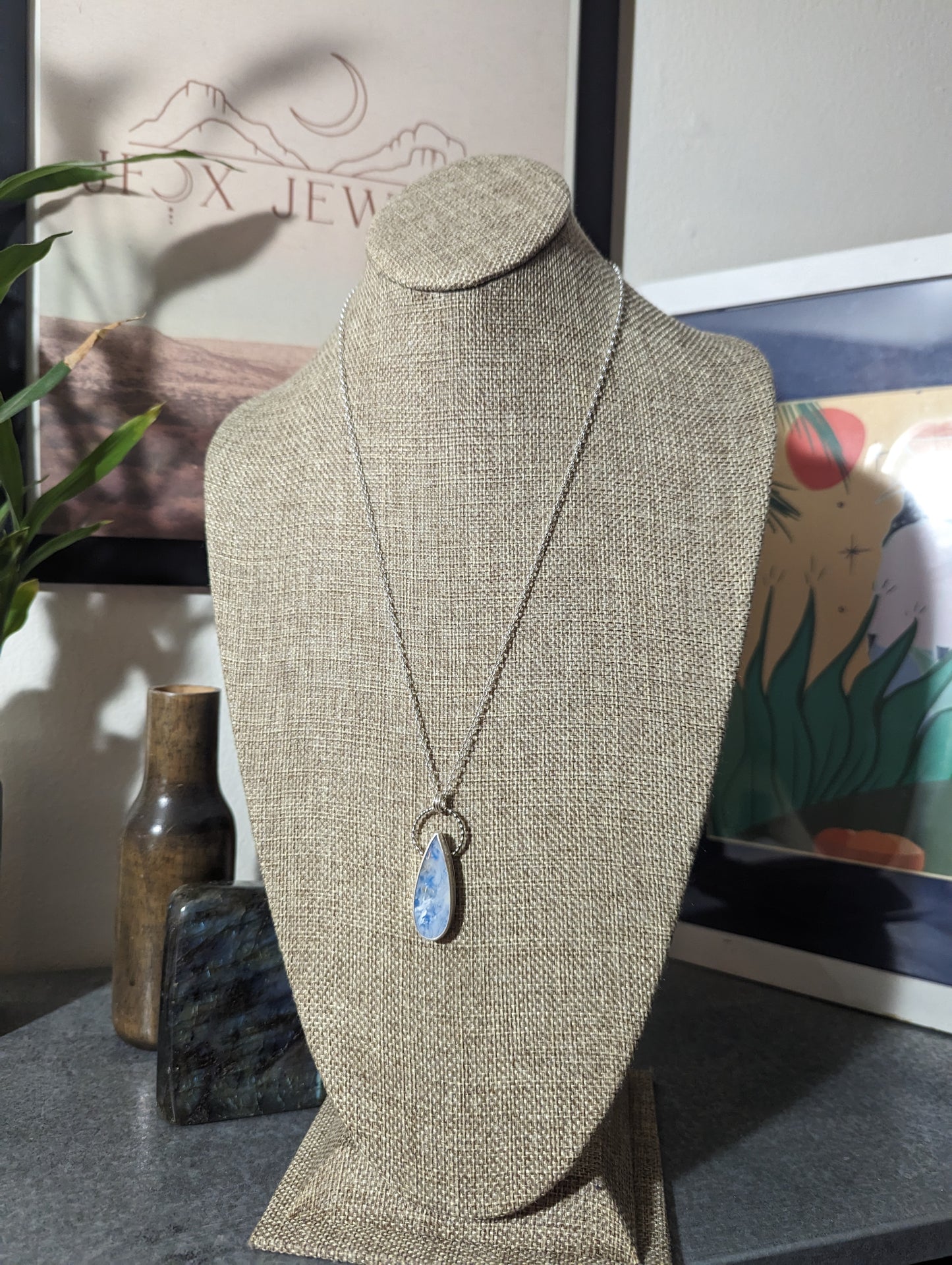 Blue Sky Tear Drop Sterling Silver Necklace