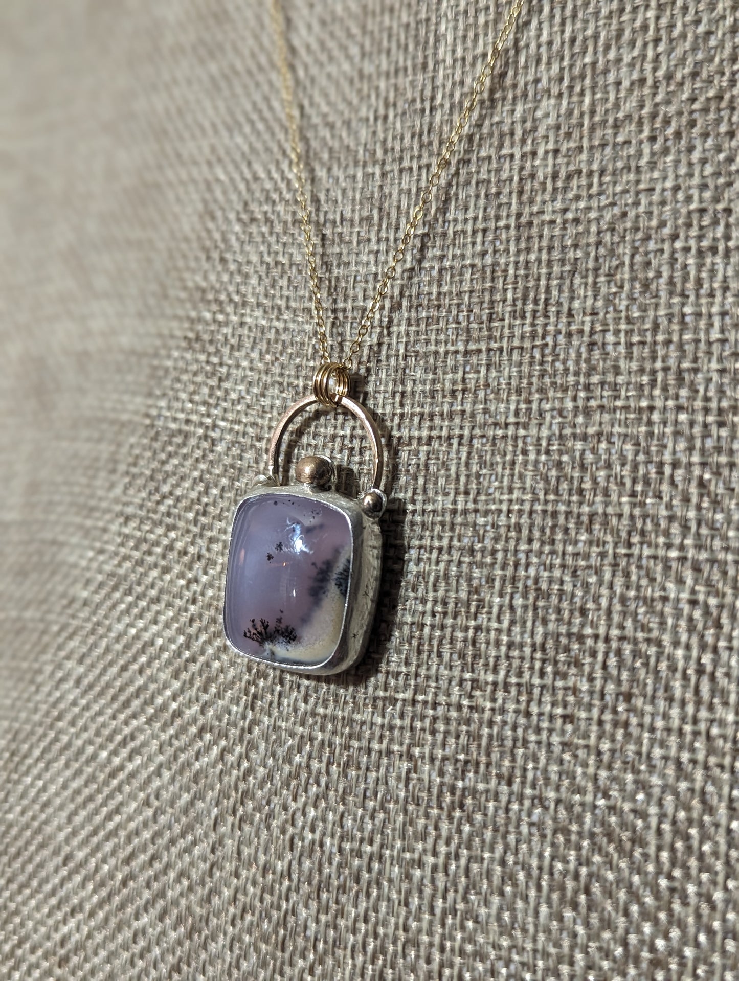 Dendritic Agate Mixed Metal 14kGF and Sterling Silver Necklace