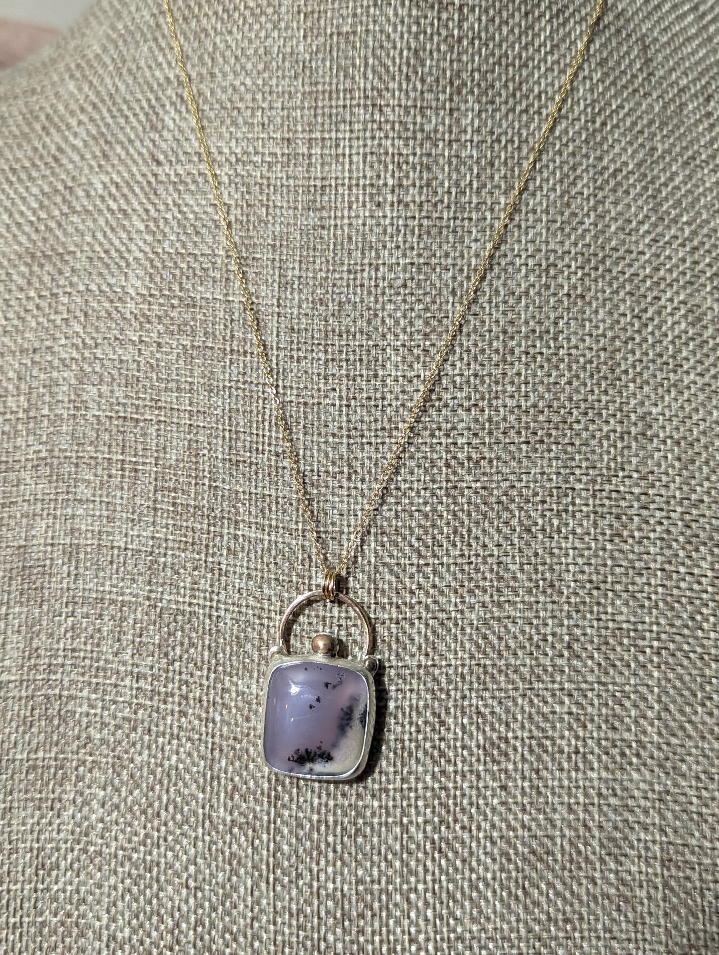 Dendritic Agate Mixed Metal 14kGF and Sterling Silver Necklace