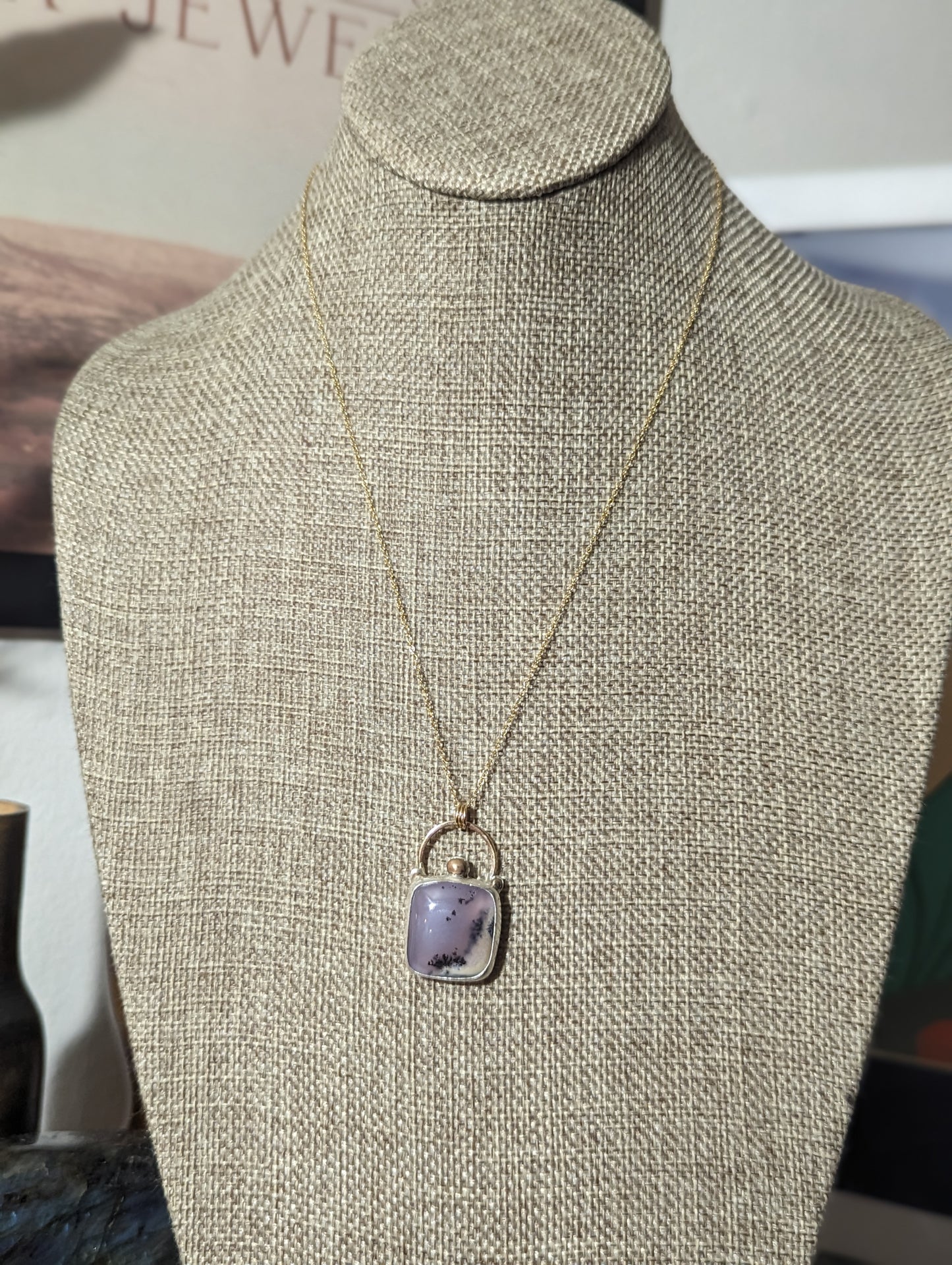 Dendritic Agate Mixed Metal 14kGF and Sterling Silver Necklace