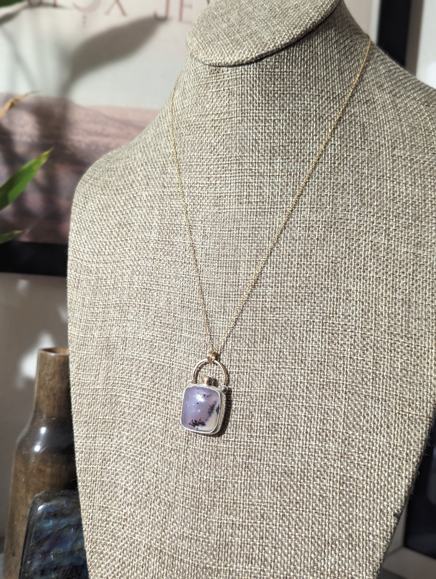 Dendritic Agate Mixed Metal 14kGF and Sterling Silver Necklace