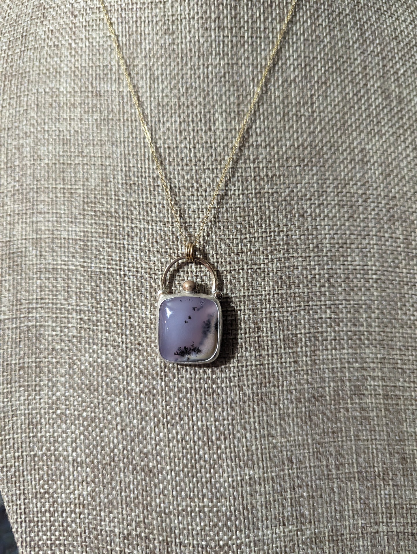 Dendritic Agate Mixed Metal 14kGF and Sterling Silver Necklace
