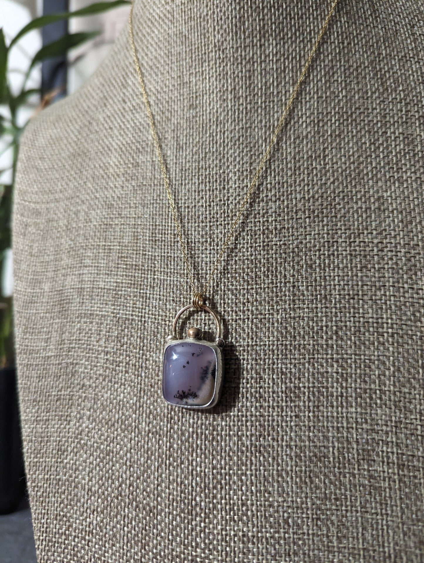 Dendritic Agate Mixed Metal 14kGF and Sterling Silver Necklace