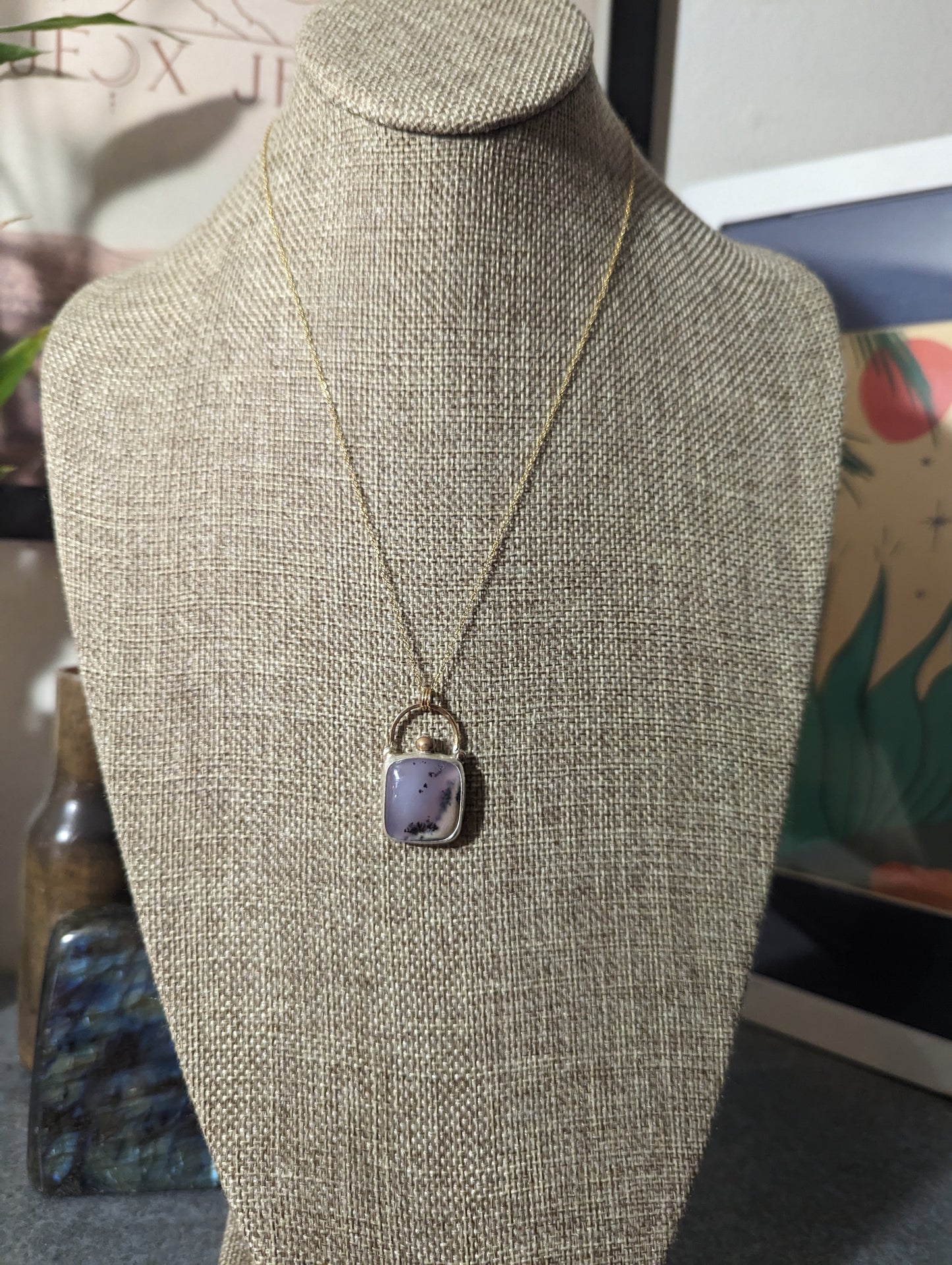 Dendritic Agate Mixed Metal 14kGF and Sterling Silver Necklace