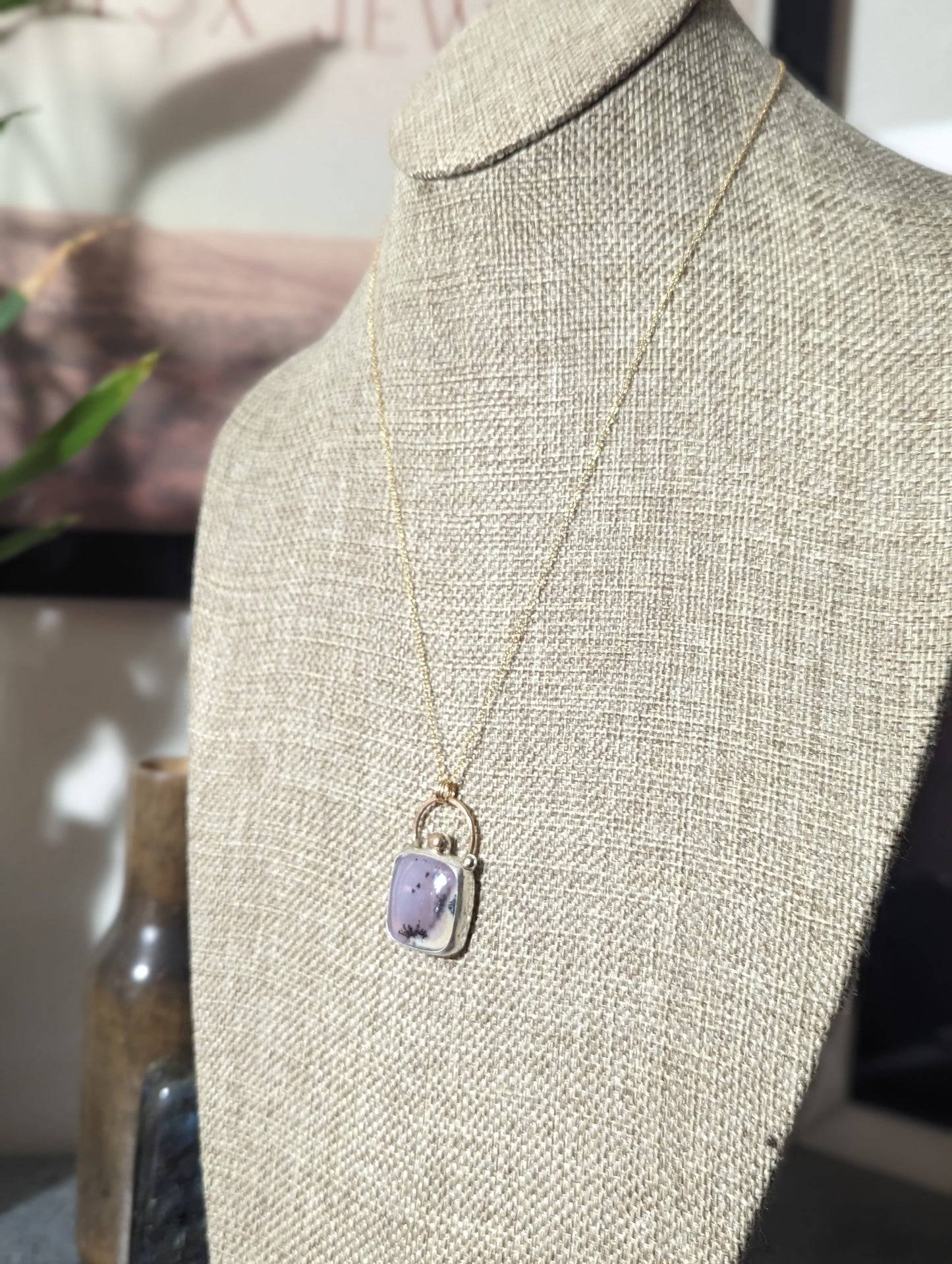 Dendritic Agate Mixed Metal 14kGF and Sterling Silver Necklace