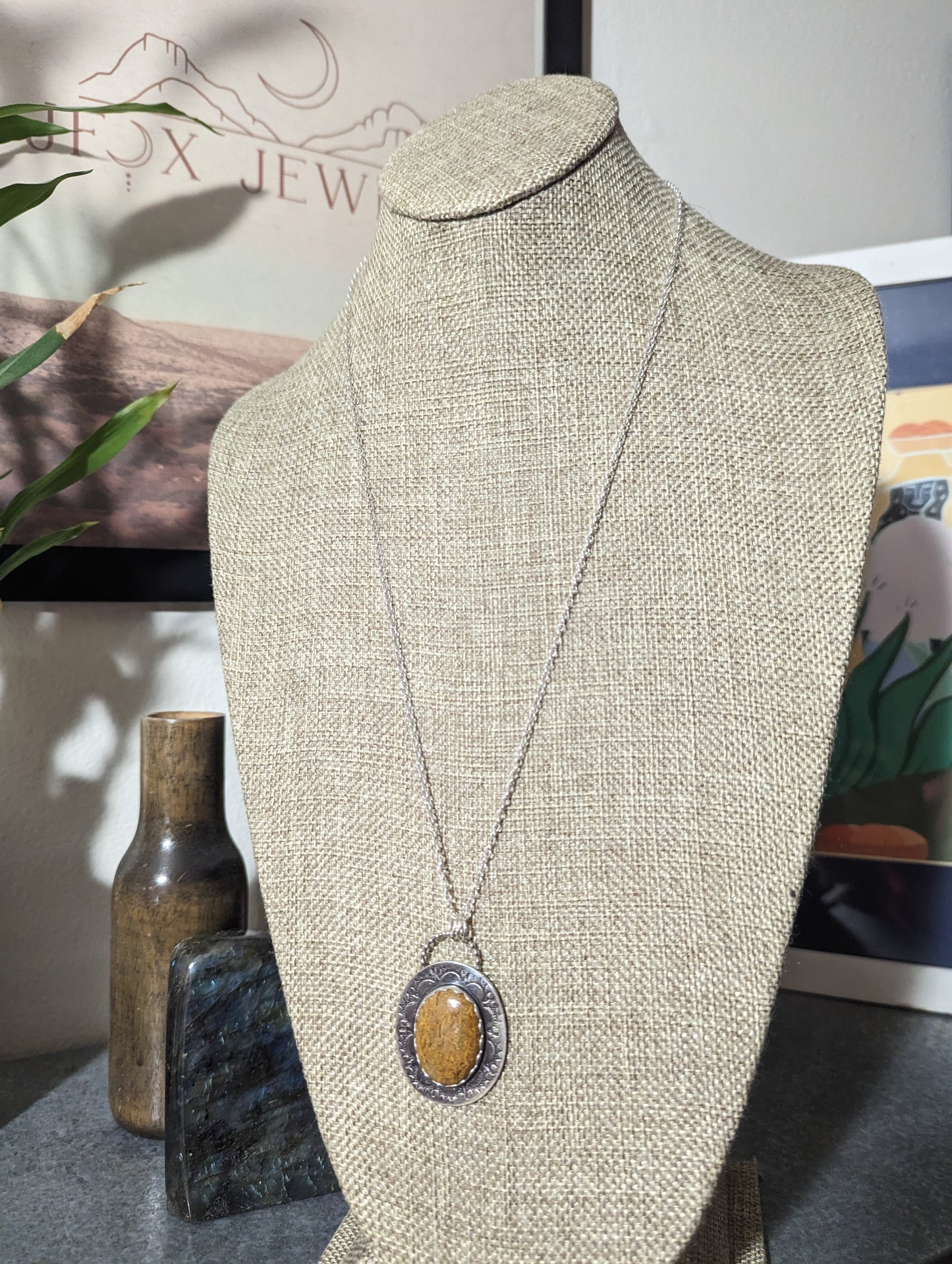 Mariam Jasper Stamped Sterling Silver Necklace