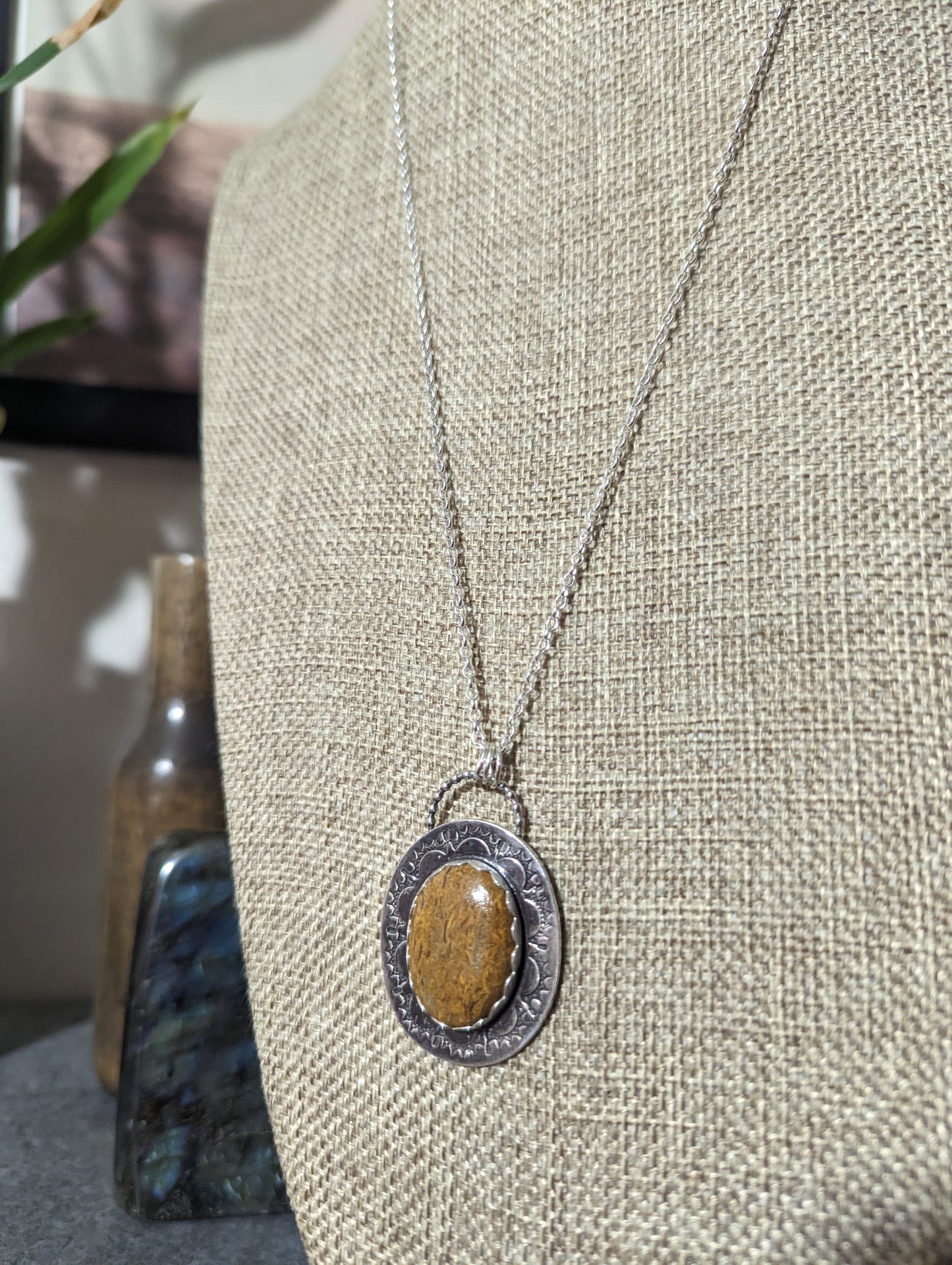 Mariam Jasper Stamped Sterling Silver Necklace