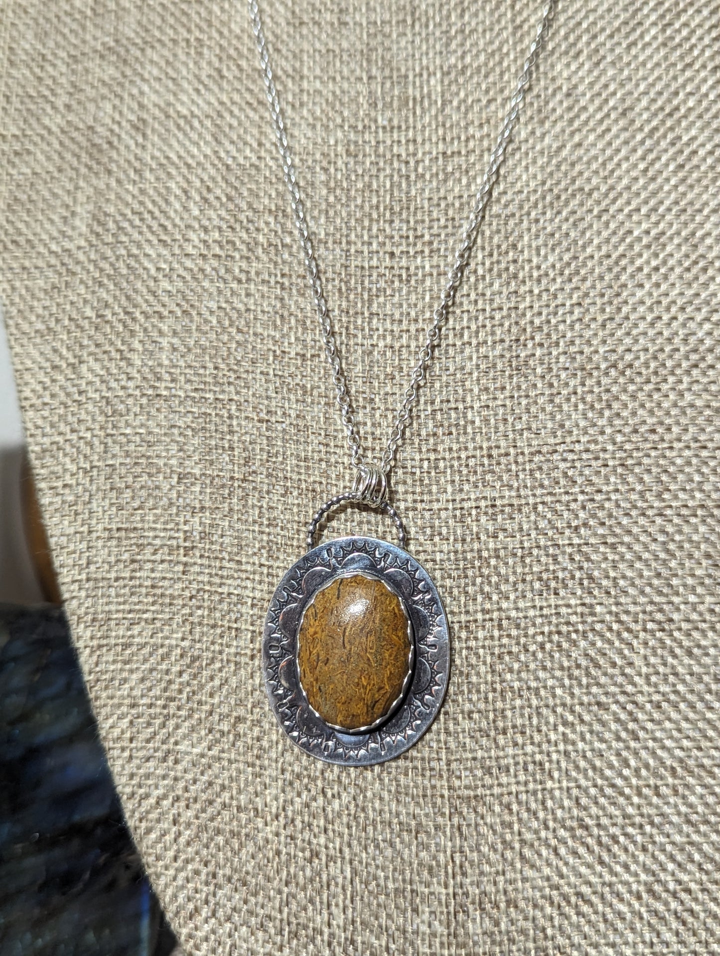 Mariam Jasper Stamped Sterling Silver Necklace